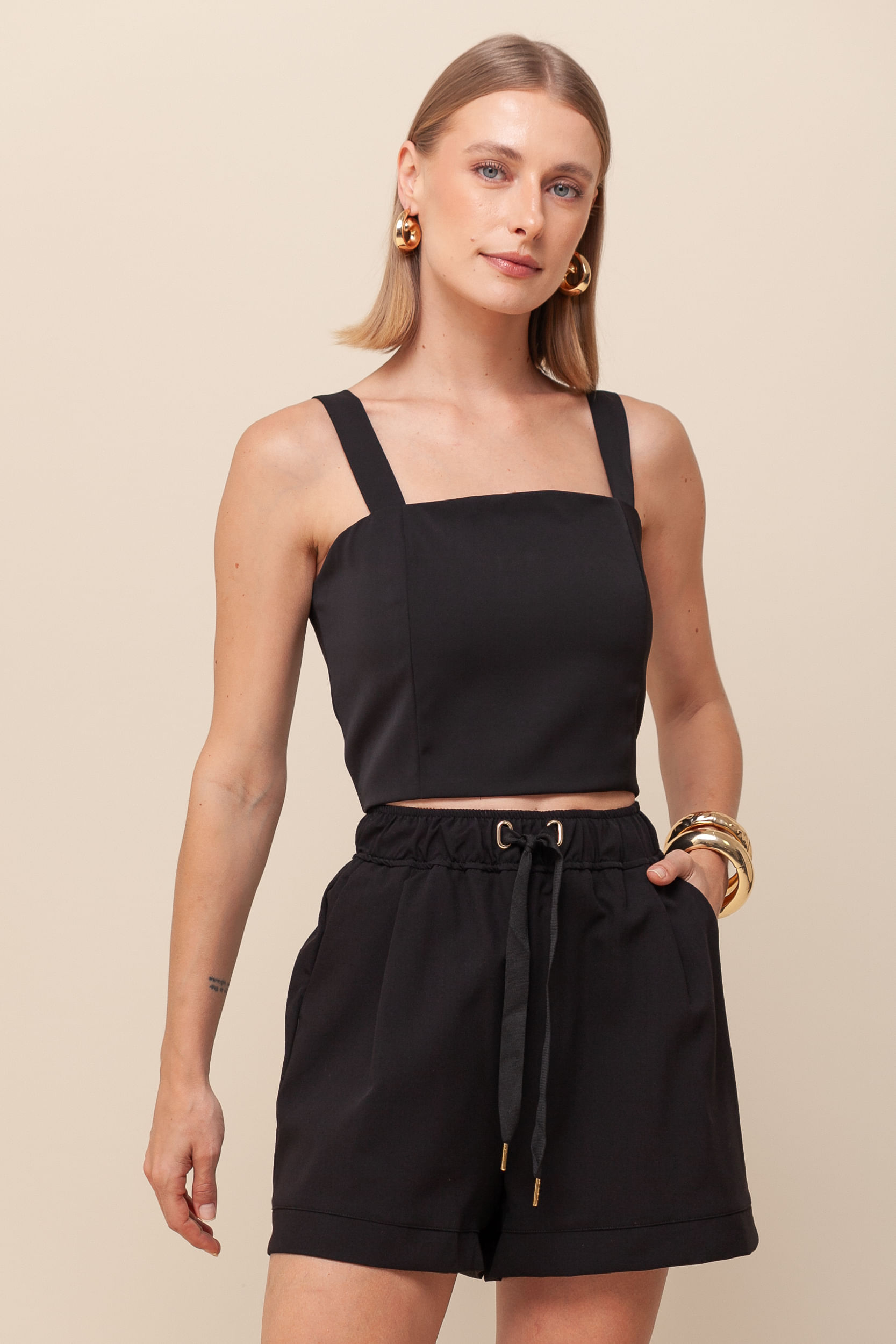 9036127 - Top de Alfaiataria Zíper PRETO