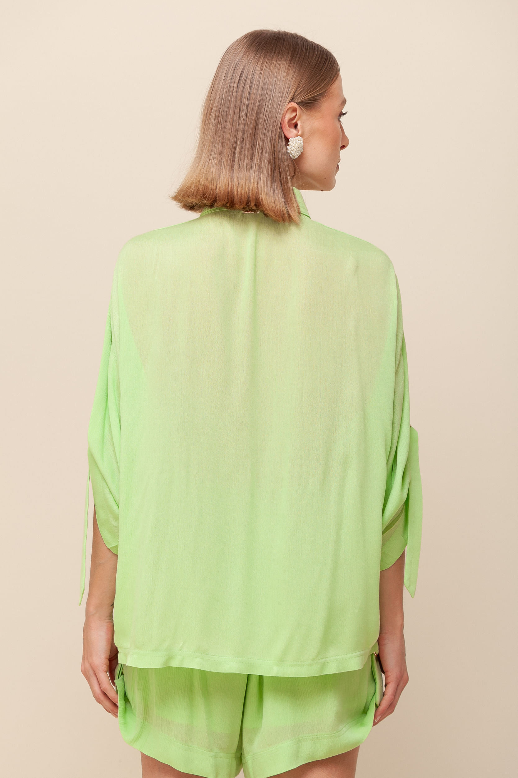 9036157 - Camisa  Anarruga Manga Curta   VERDE 