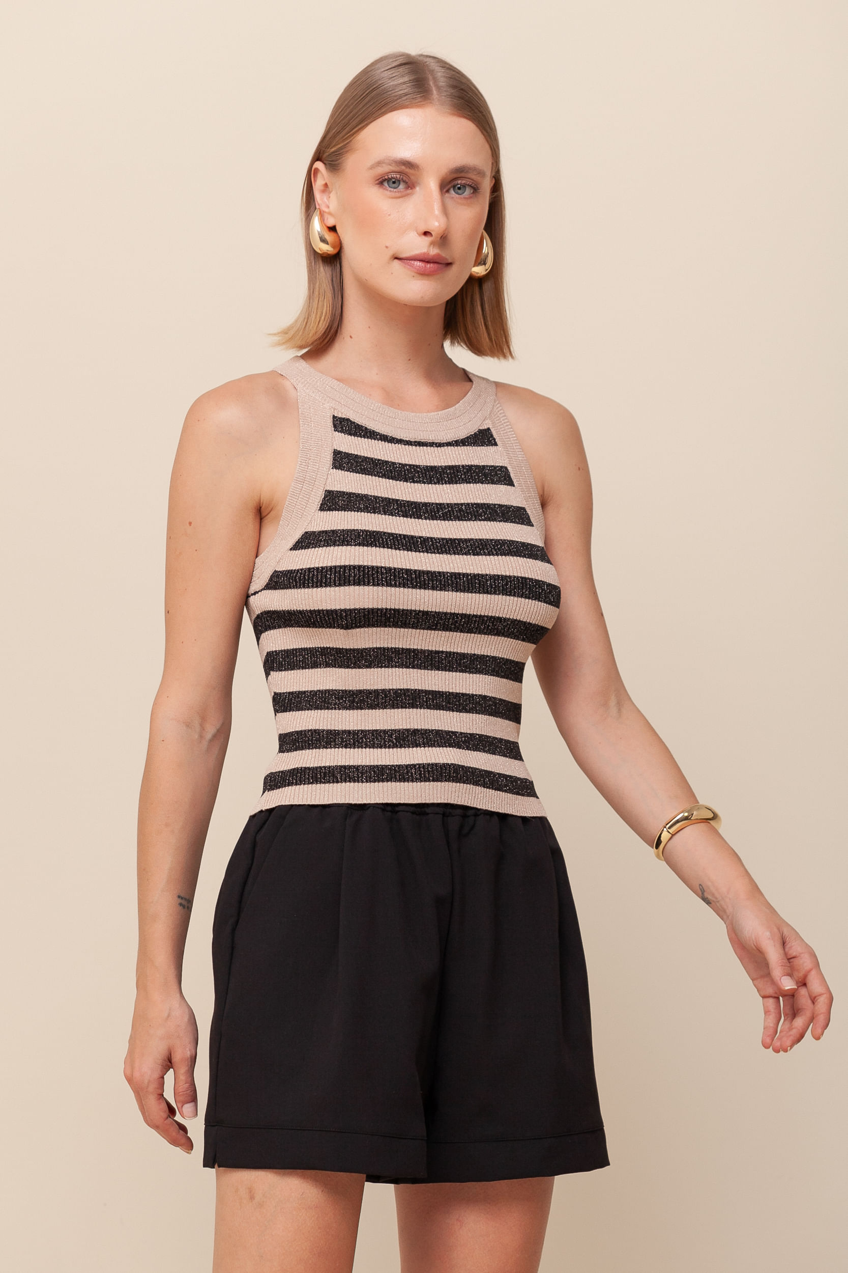 9036444 - Regata Listrada Tricô Lurex PRETO 9036444 - Regata Listrada Tricô Lurex PRETO