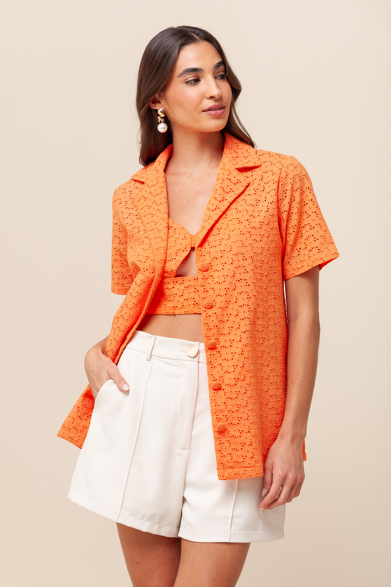 9036134 - Camisa Alongada Laise LARANJA