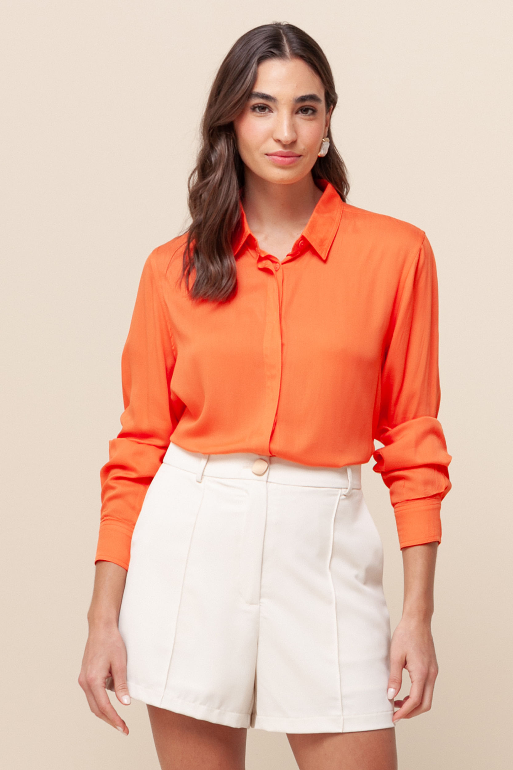 Camisa Social Básica   LARANJA
