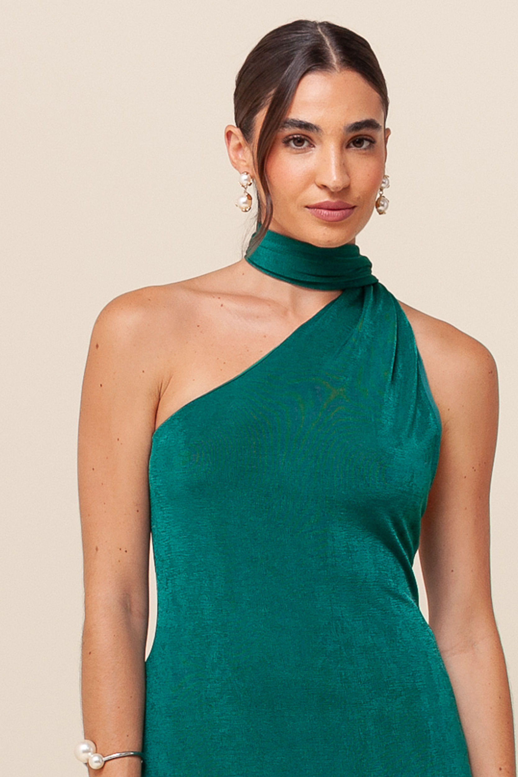 9036094 - Vestido Midi Malha Gola Alta   VERDE 