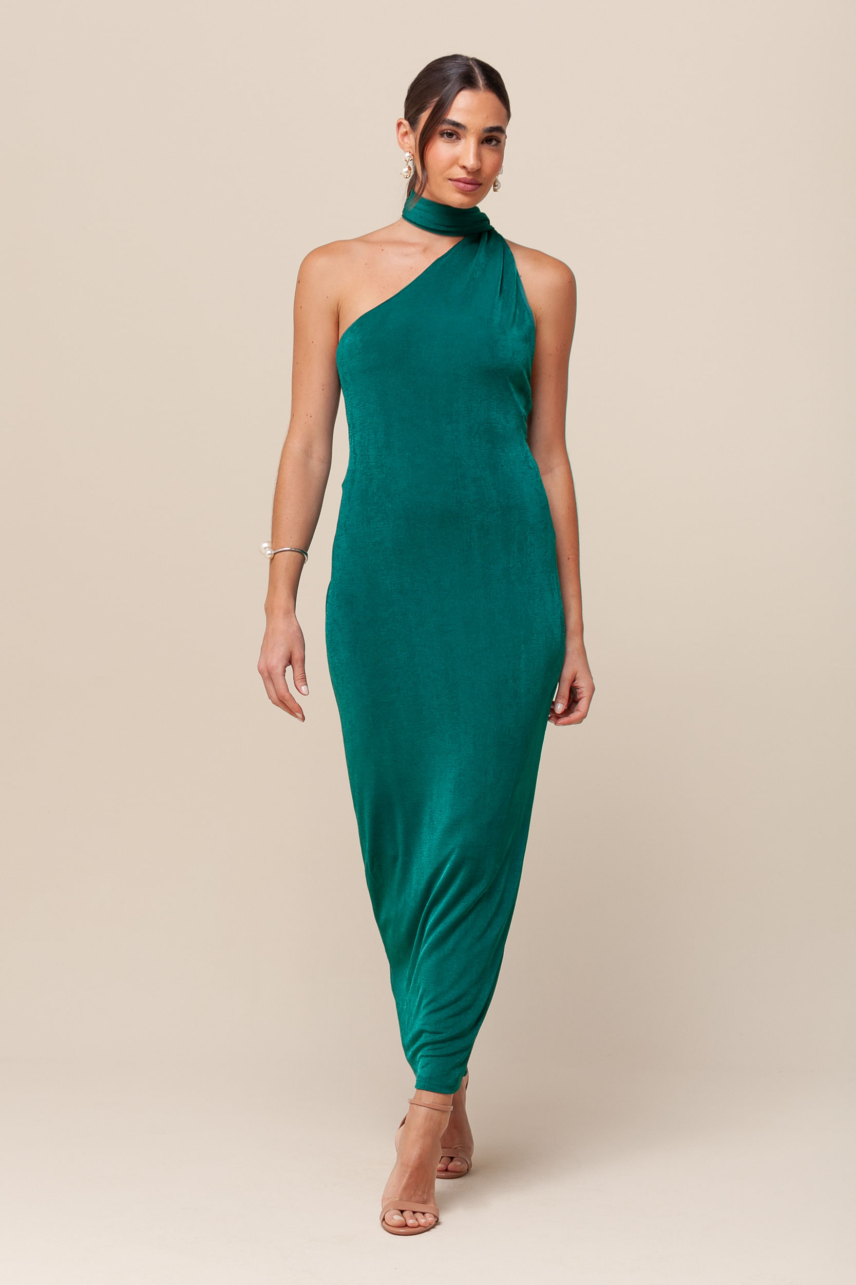 9036094 - Vestido Midi Malha Gola Alta   VERDE 