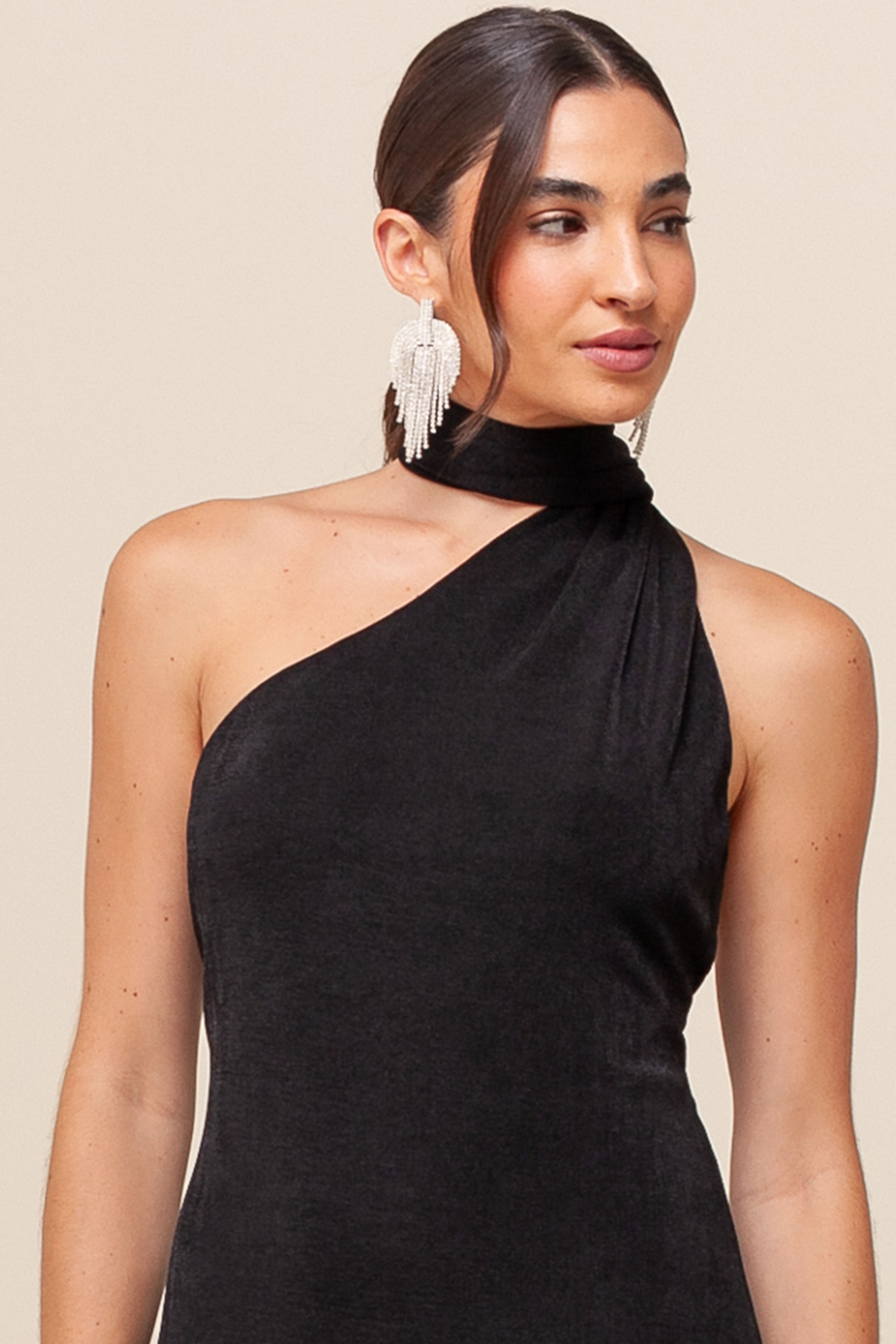 9036094 - Vestido Midi Malha Gola Alta   PRETO