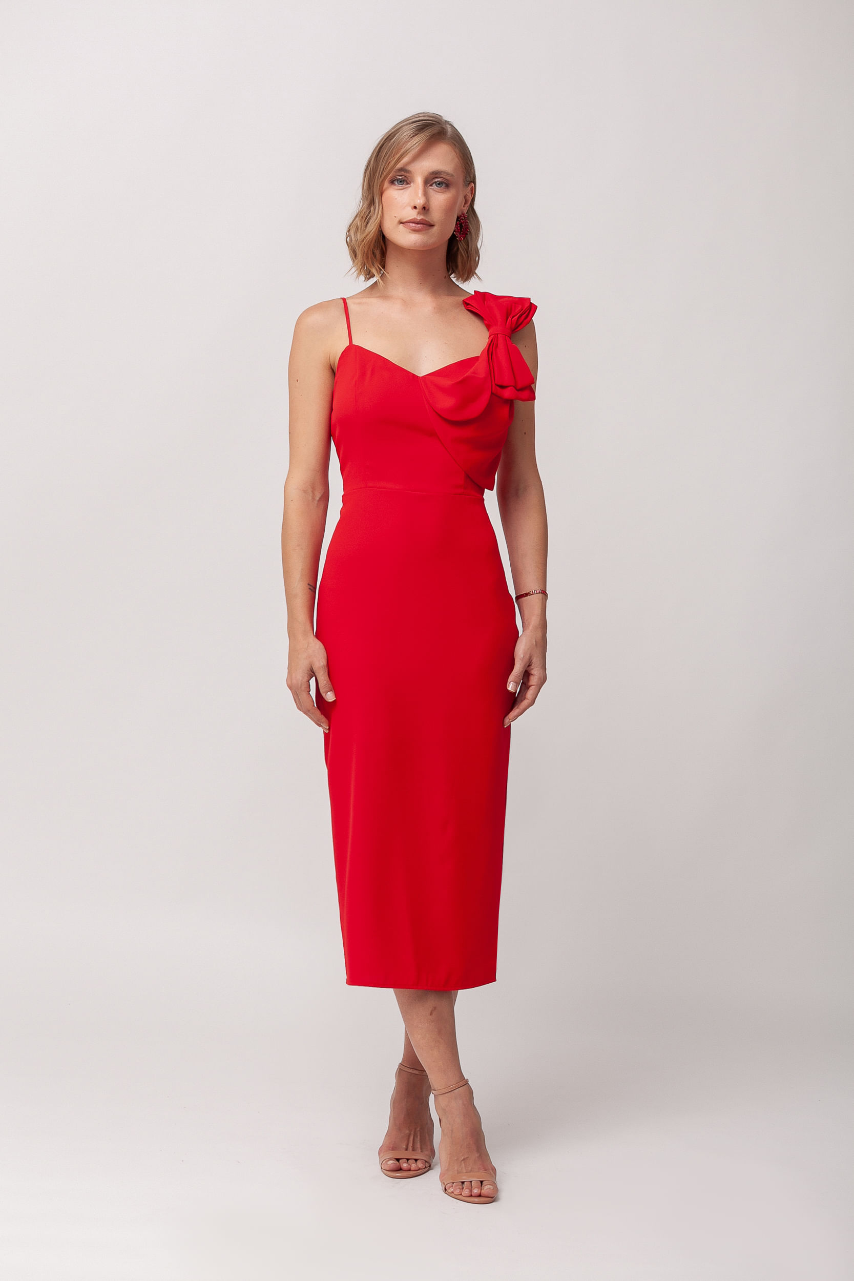 9035978 - Vestido Festa Midi Laço VERMELHO