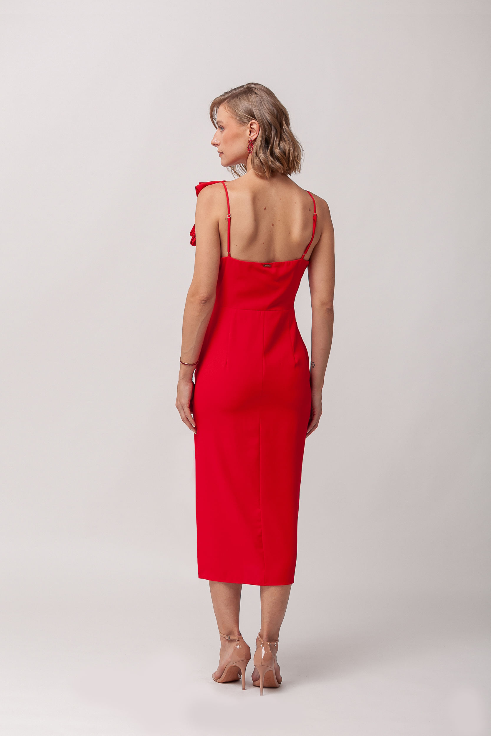 9035978 - Vestido Festa Midi Laço VERMELHO