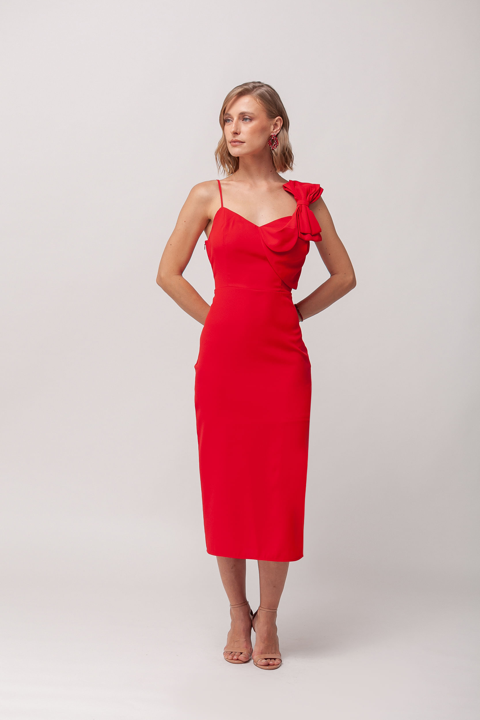 9035978 - Vestido Festa Midi Laço VERMELHO