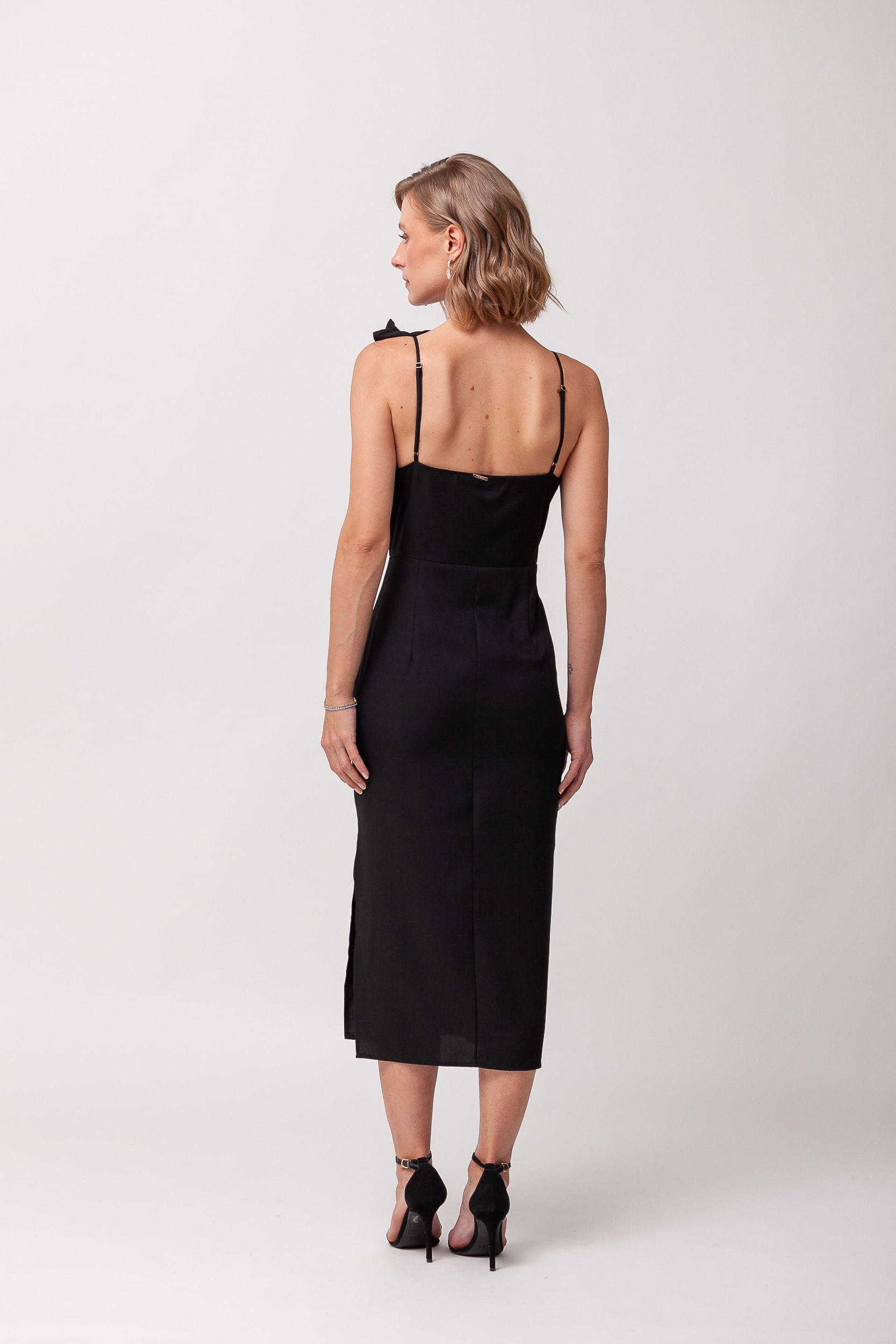 9035978 - Vestido Festa Midi Laço PRETO