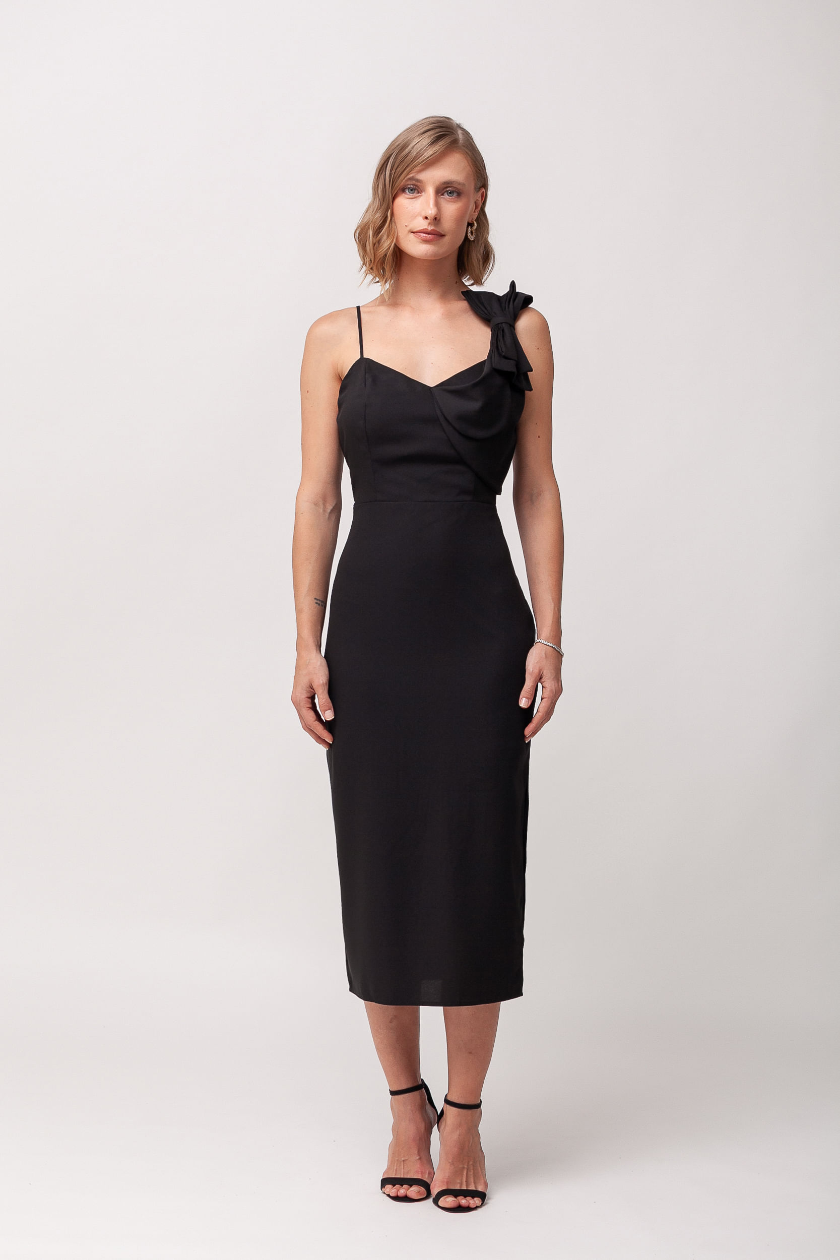 9035978 - Vestido Festa Midi Laço PRETO