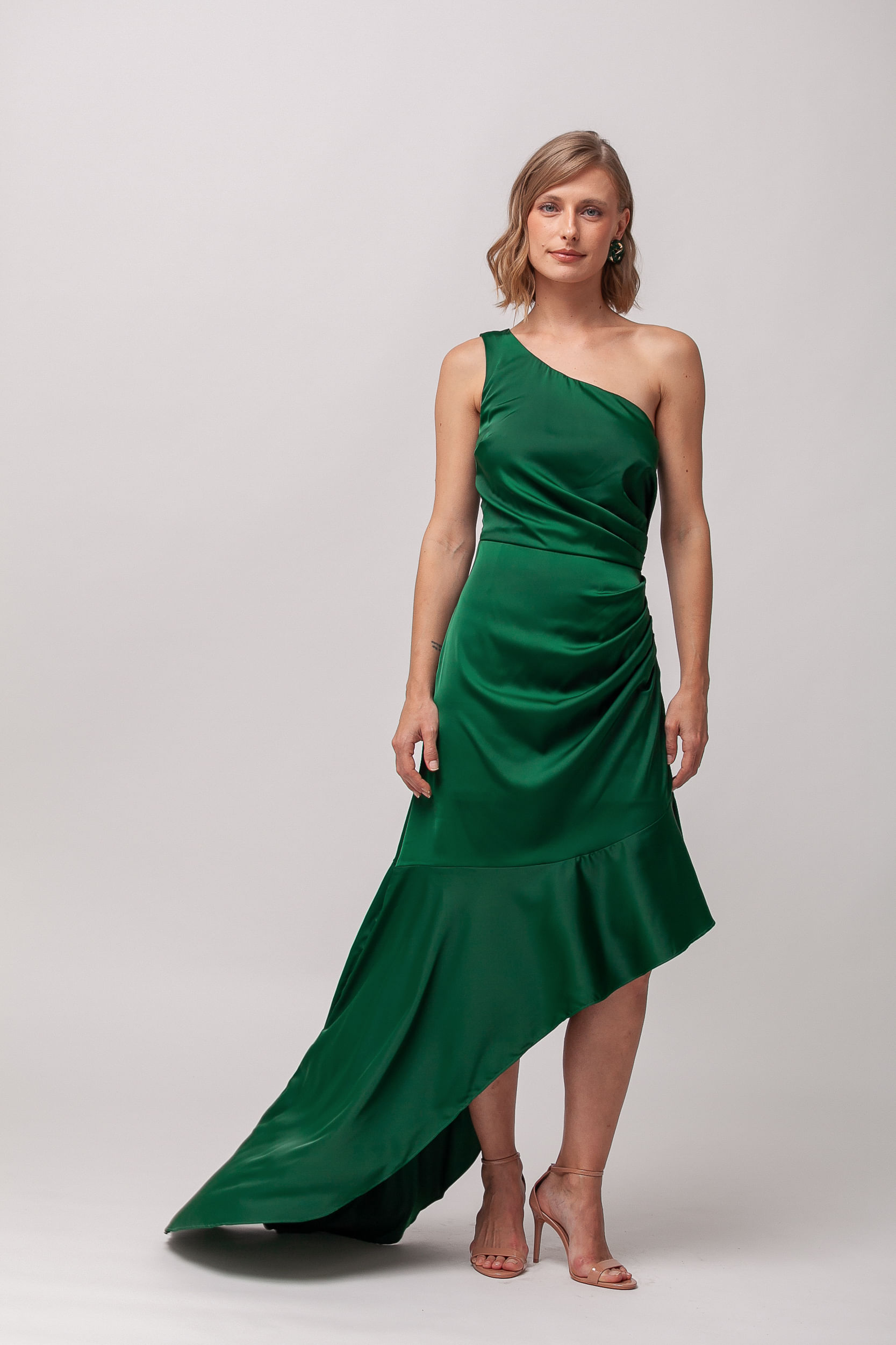 Vestido Festa Babados Assimétrico VERDE Vestido Festa Babados Assimétrico VERDE