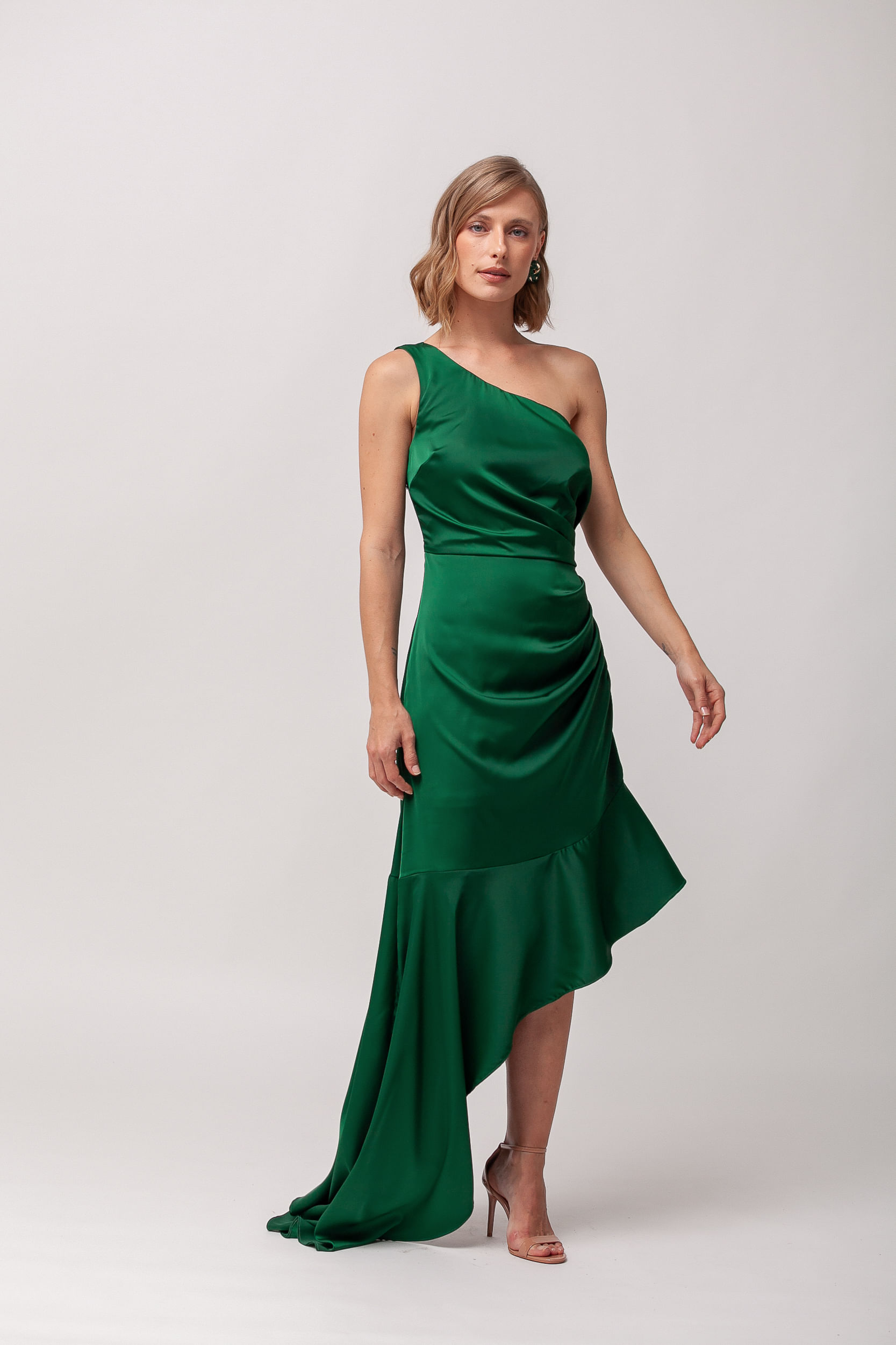 Vestido Festa Babados Assimétrico VERDE Vestido Festa Babados Assimétrico VERDE
