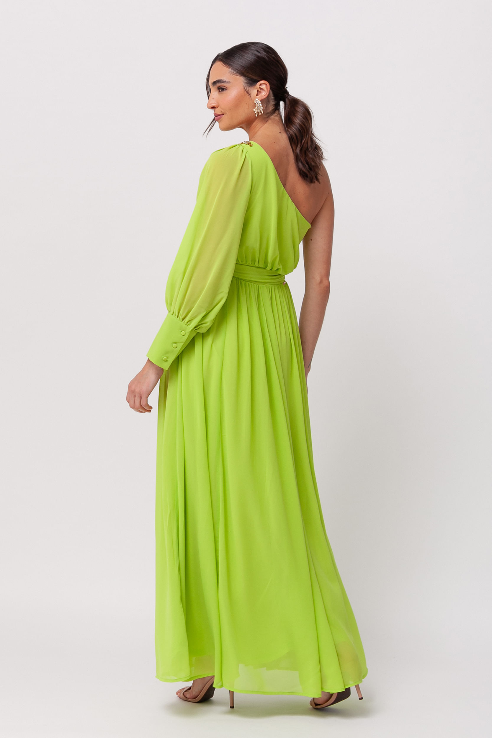 9035979 - Vestido Festa Longo em Chiffon com Pedraria no Ombro LIMA 9035979 - Vestido Festa Longo em Chiffon com Pedraria no Ombro LIMA