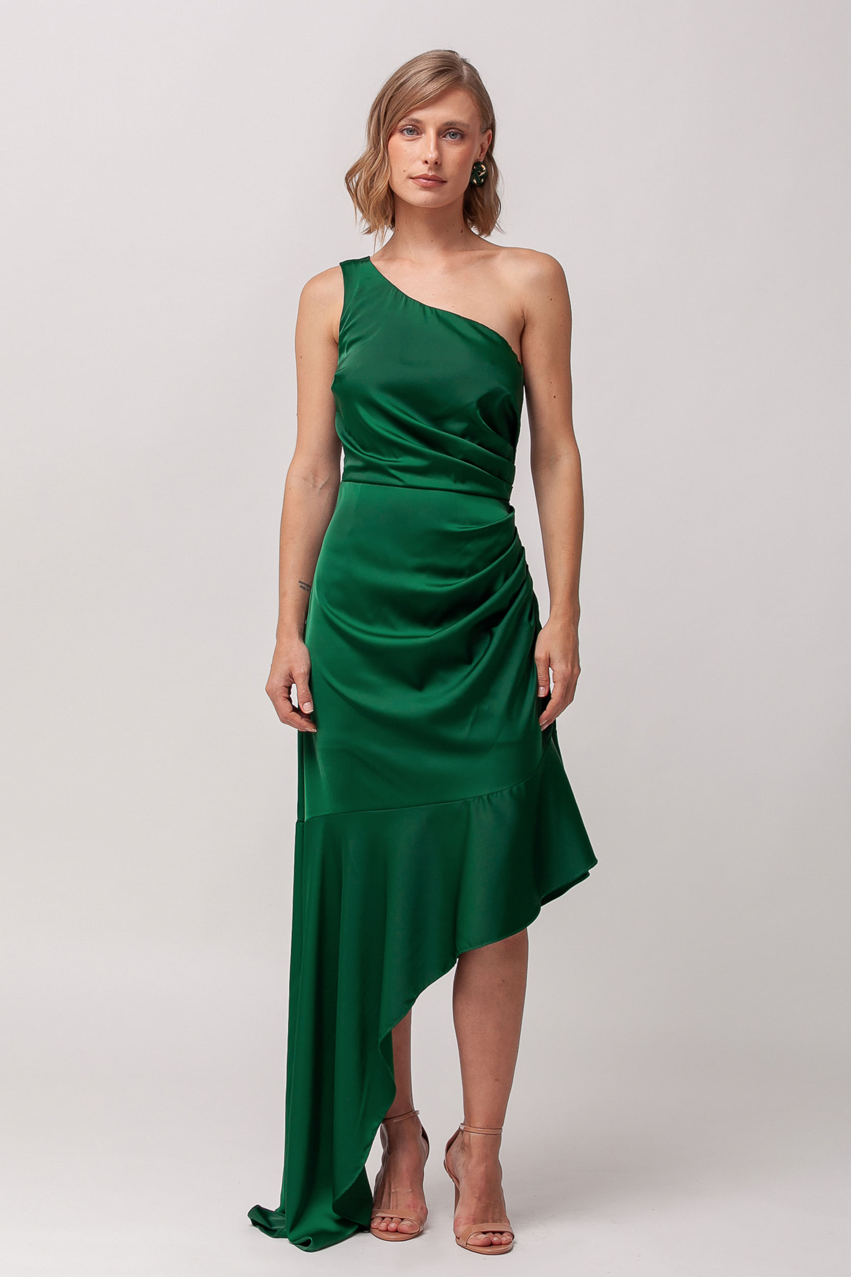 Vestido Festa Babados Assimétrico VERDE Vestido Festa Babados Assimétrico VERDE