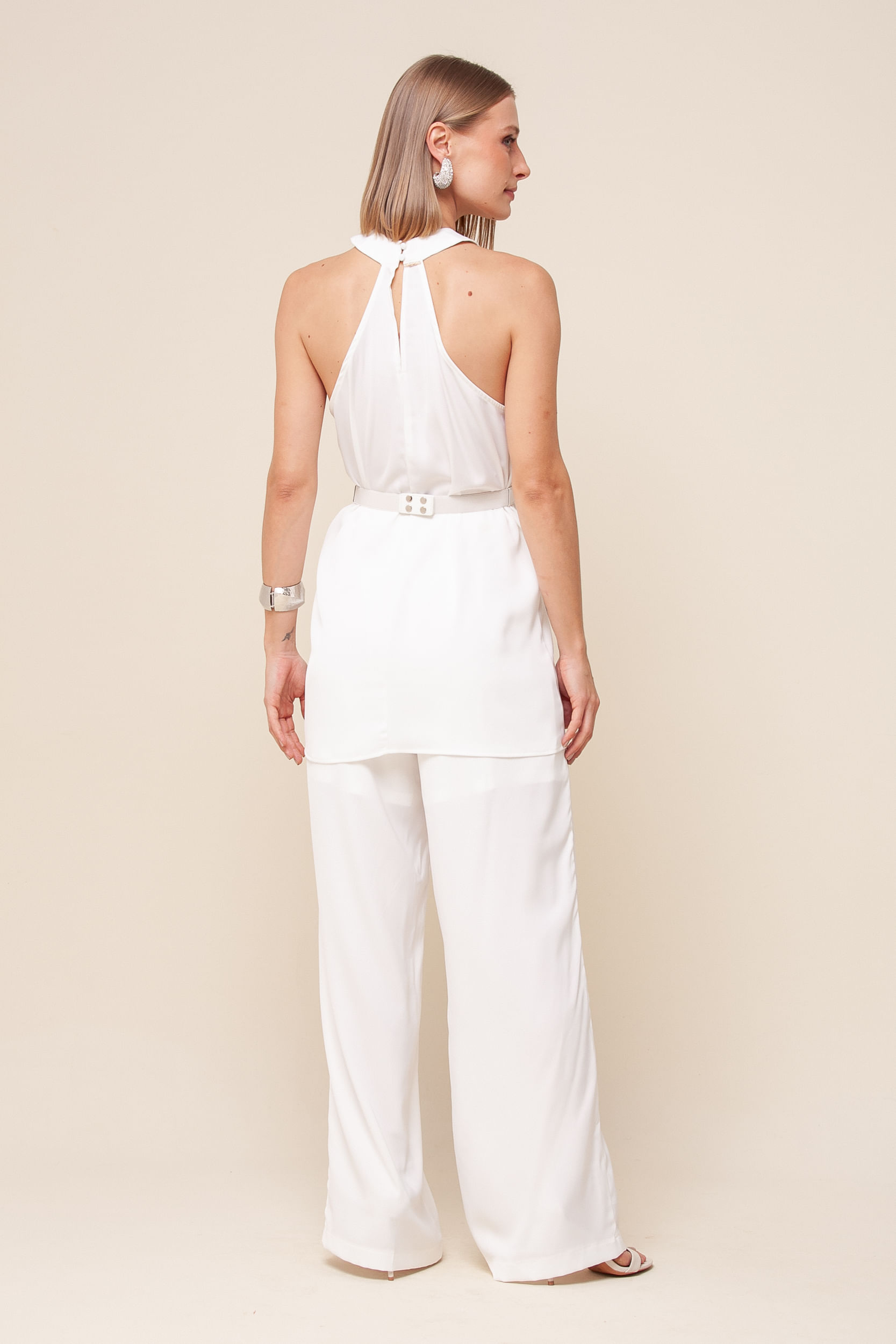 Calça Pantalona Acetinada   OFF-WHITE