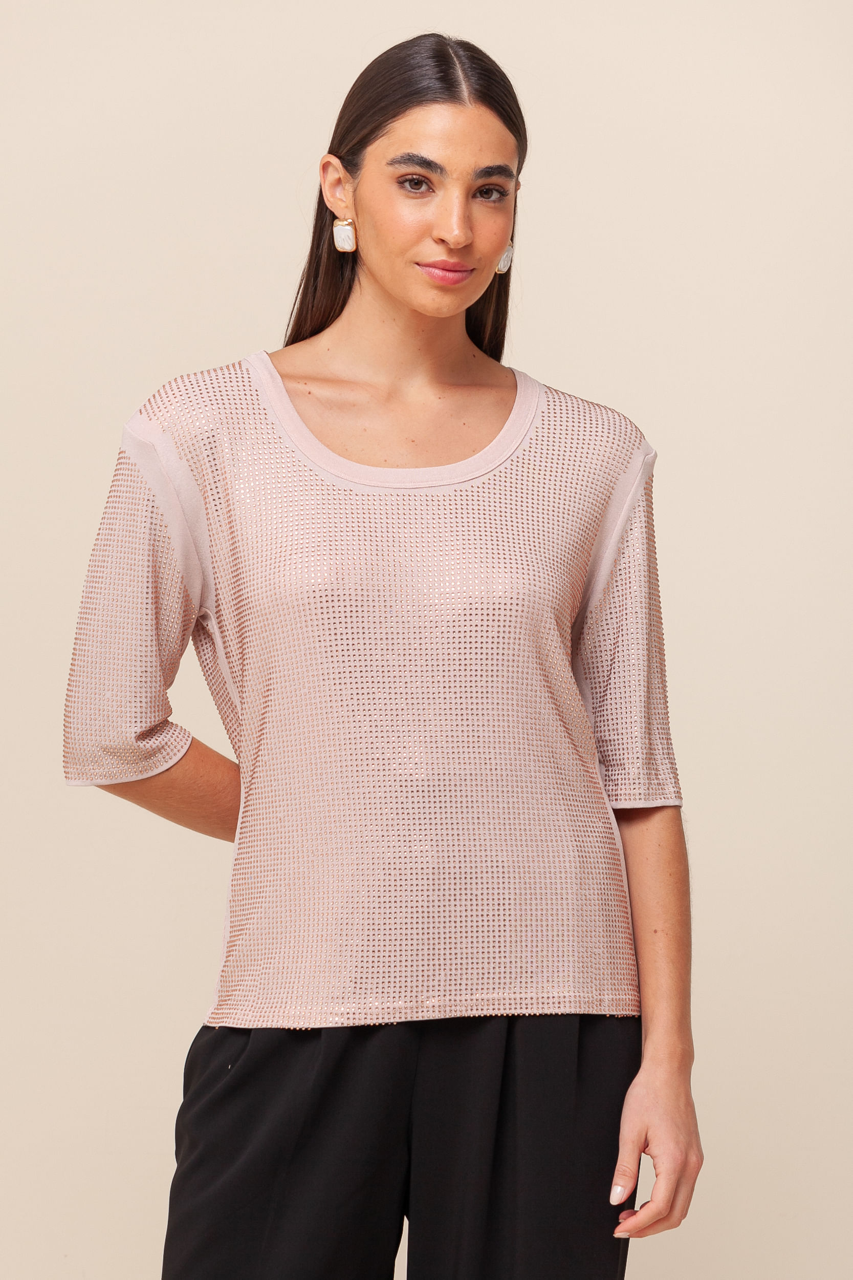 9036425 - Blusa Strass Ombreira ROSÊ 9036425 - Blusa Strass Ombreira ROSÊ