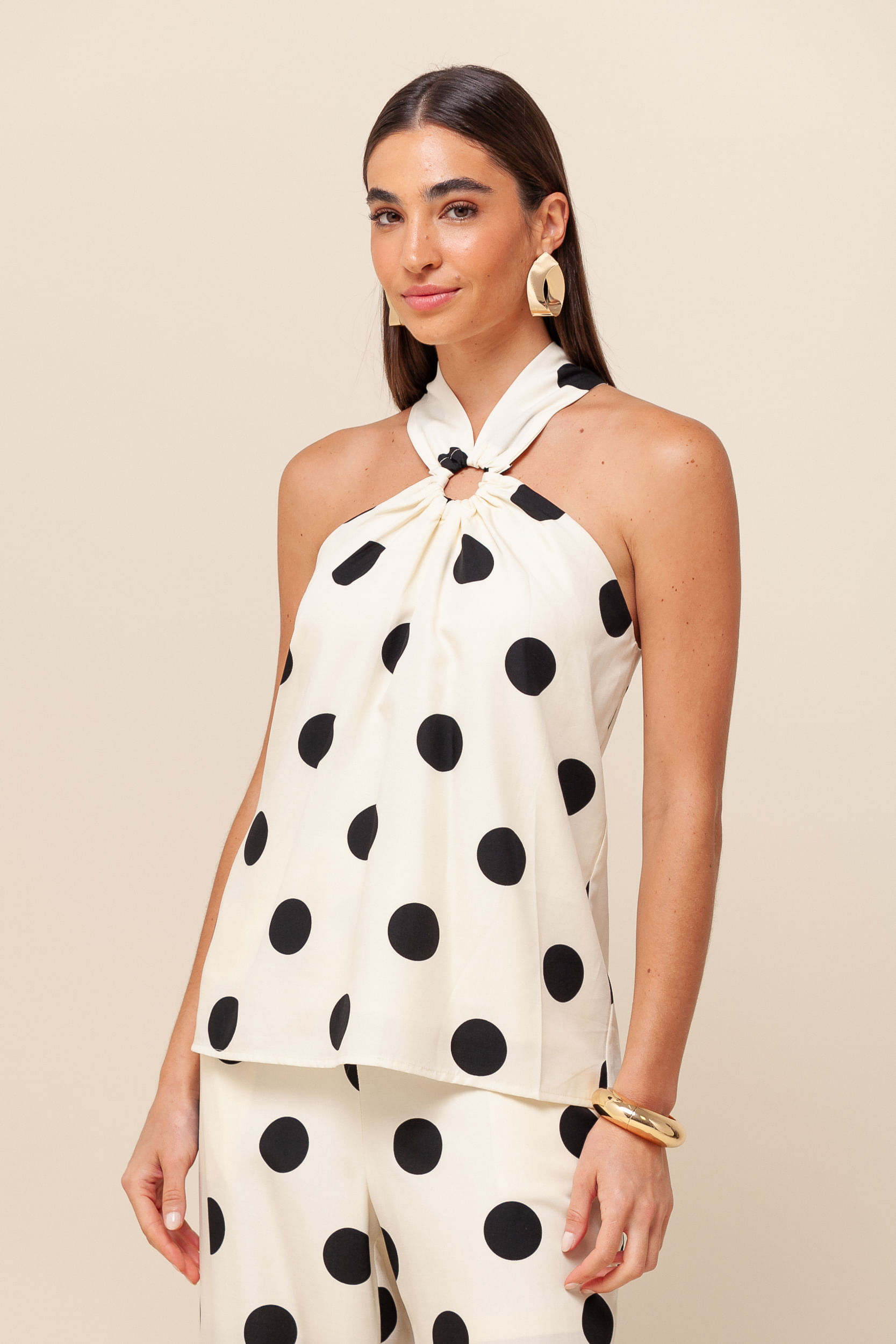 Blusa Cava Americana Poá OFF-WHITE