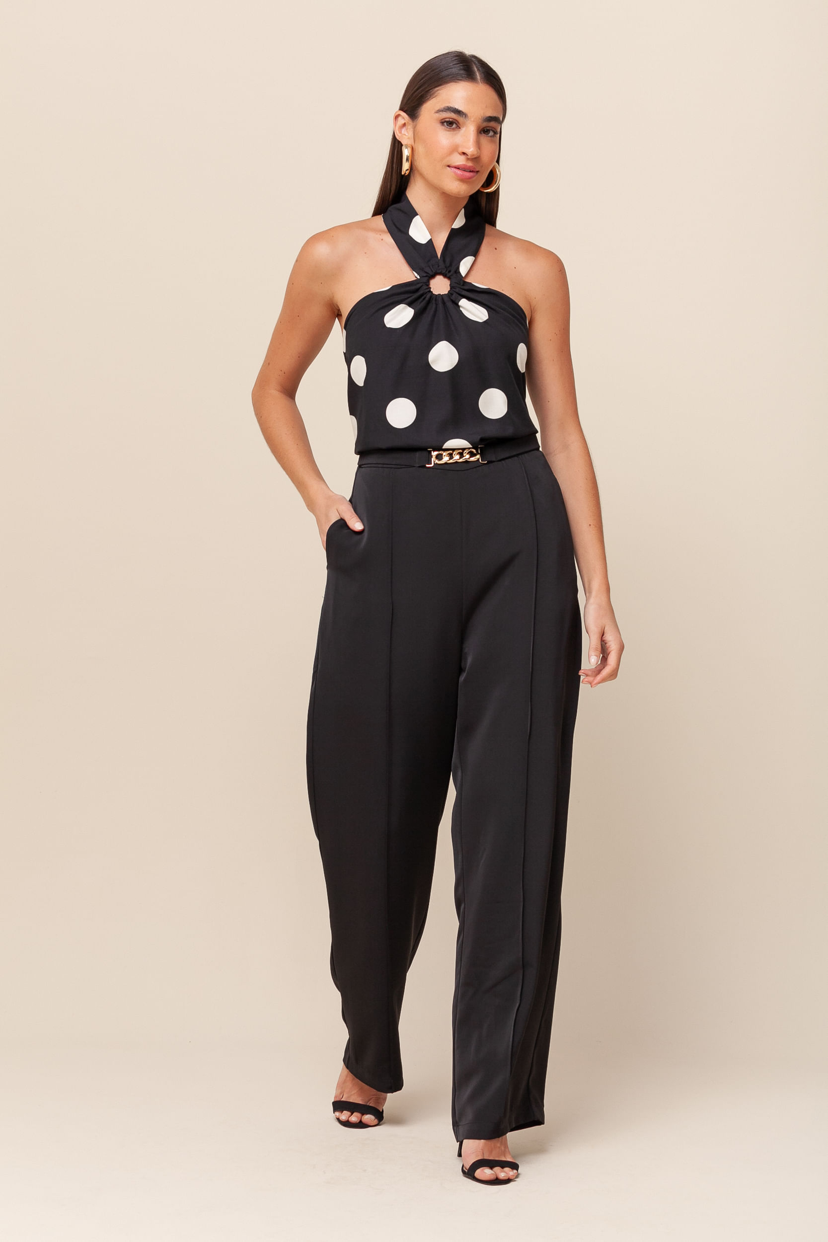 Blusa Cava Americana Poá PRETO Blusa Cava Americana Poá PRETO