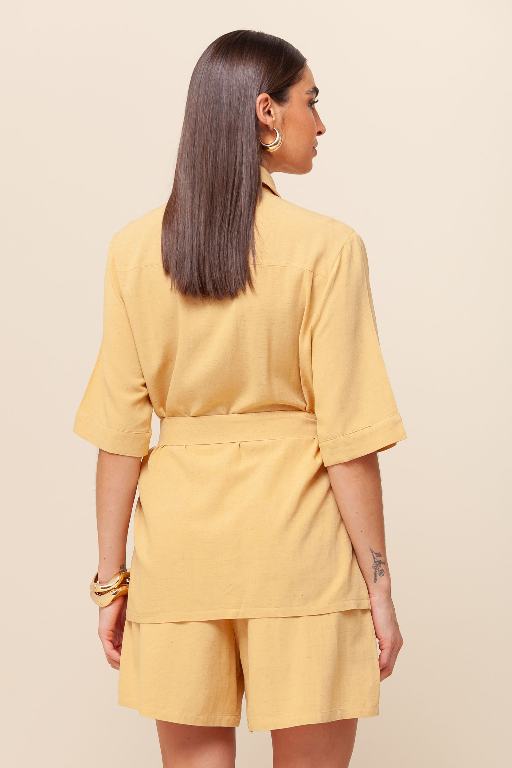 9036179 - Camisa Manga Curta com Bolsos AMARELO 9036179 - Camisa Manga Curta com Bolsos AMARELO