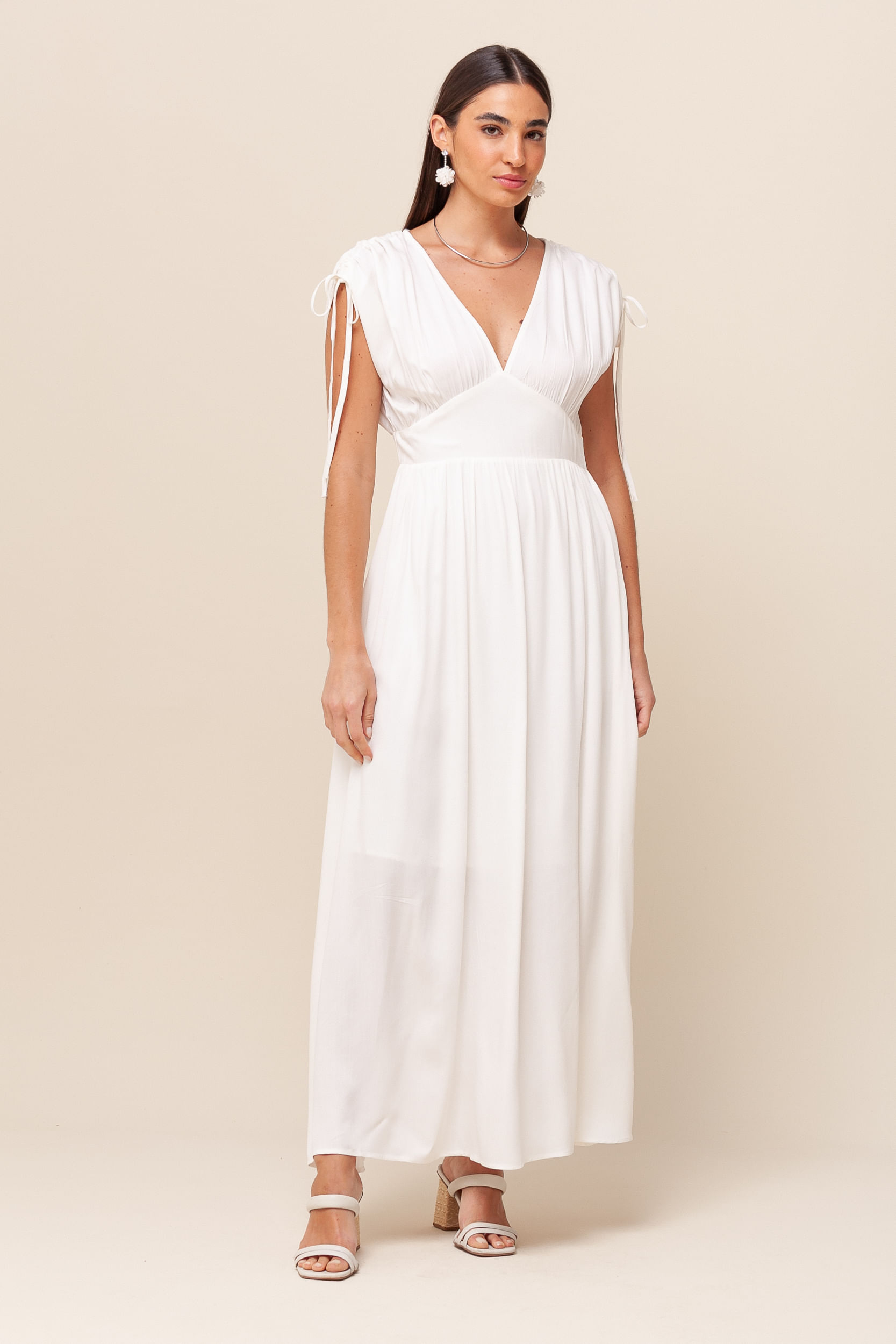 Vestido Longo Manga Morcego BRANCO