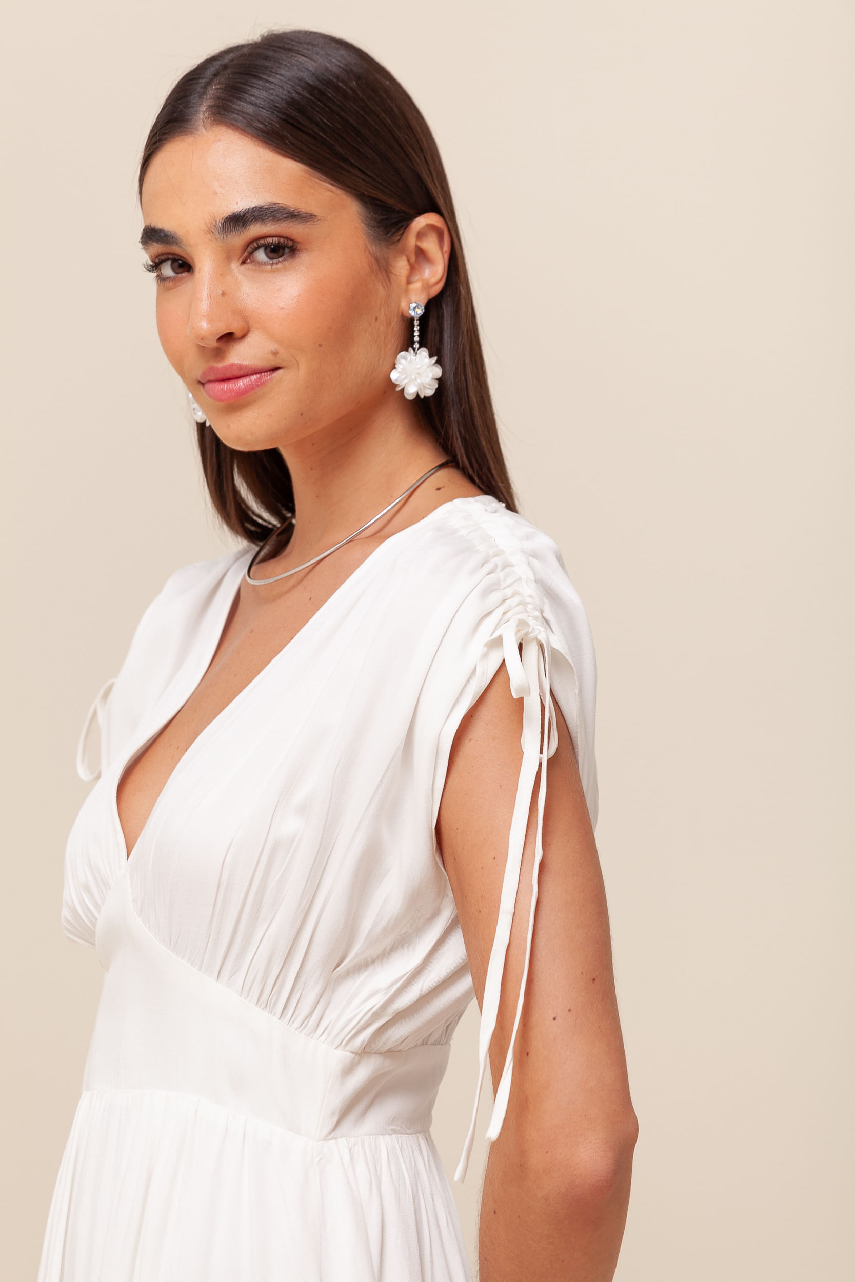 Vestido Longo Manga Morcego BRANCO