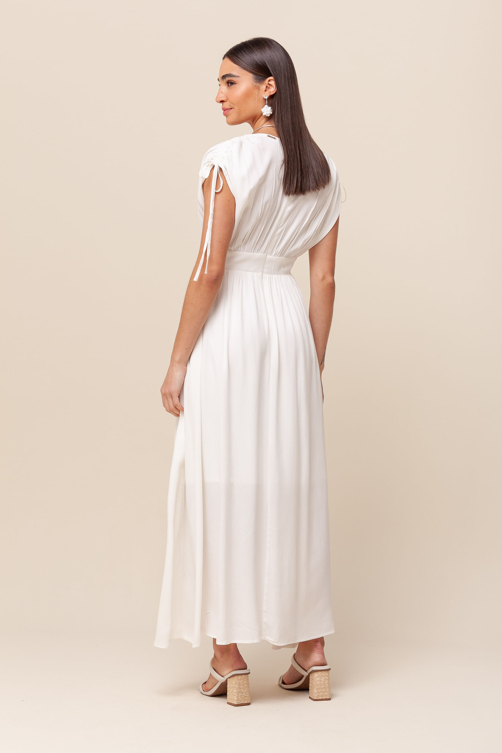 Vestido Longo Manga Morcego BRANCO