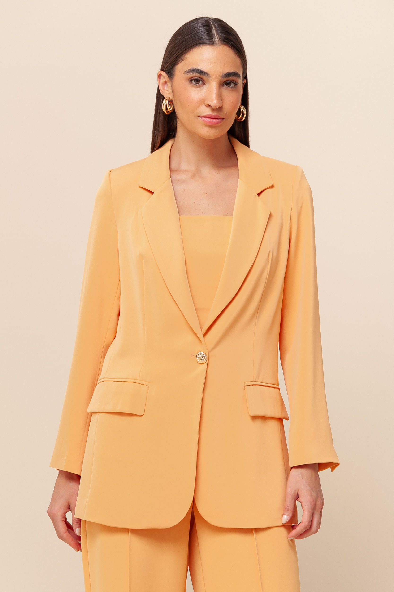 Blazer Alongado Alfaiataria Ombreiras  CORAL