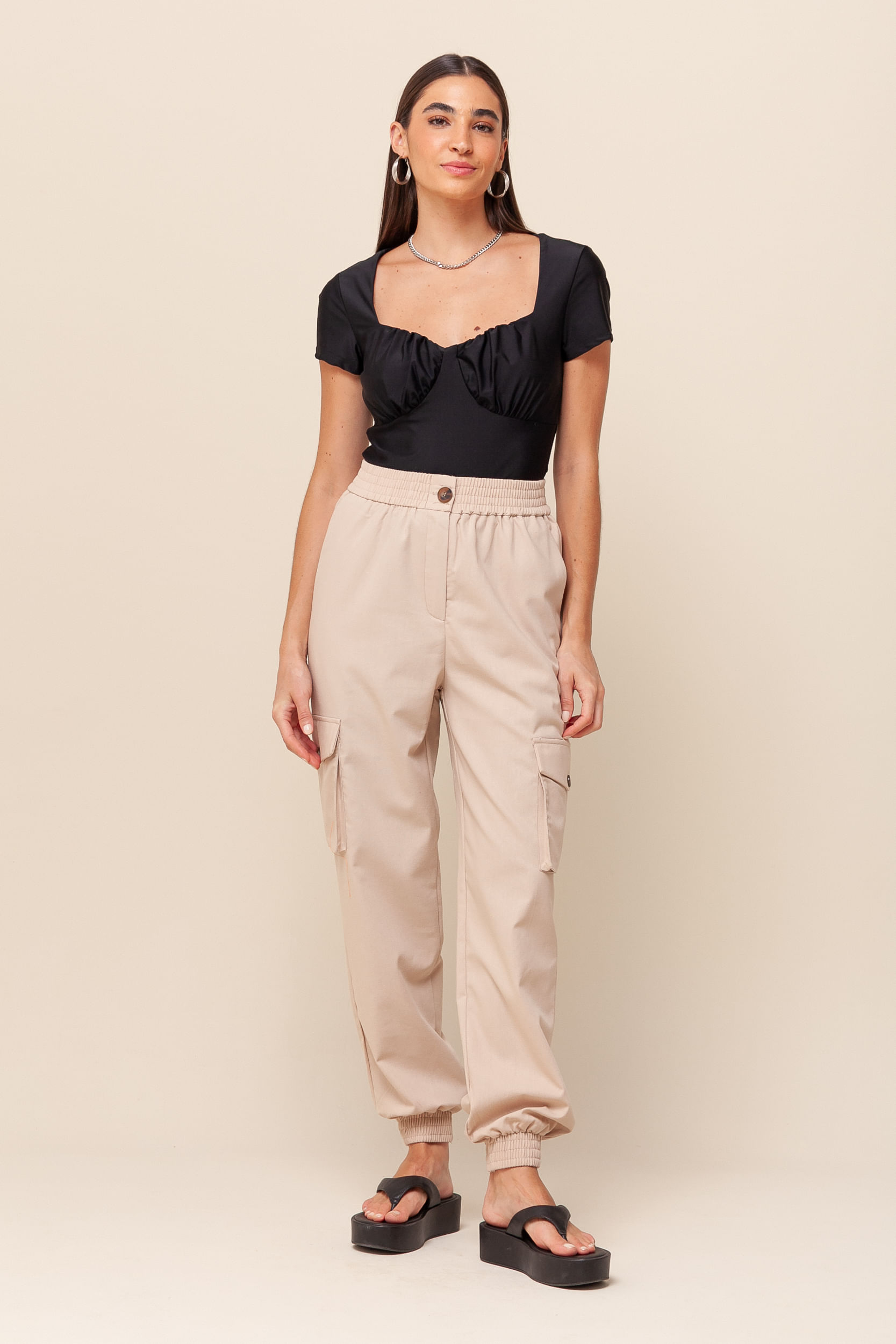 9036198 - Calça Jogging em Linho  NATURAL