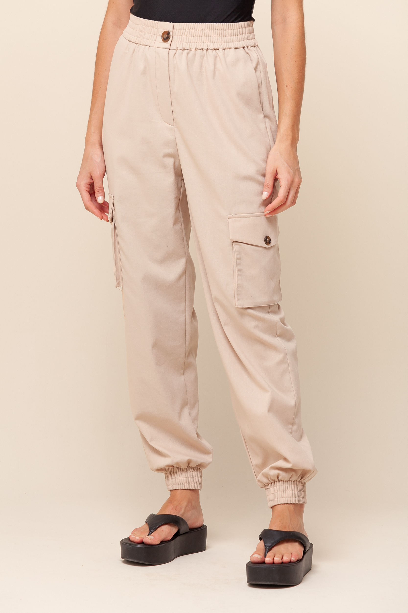 9036198 - Calça Jogging em Linho  NATURAL