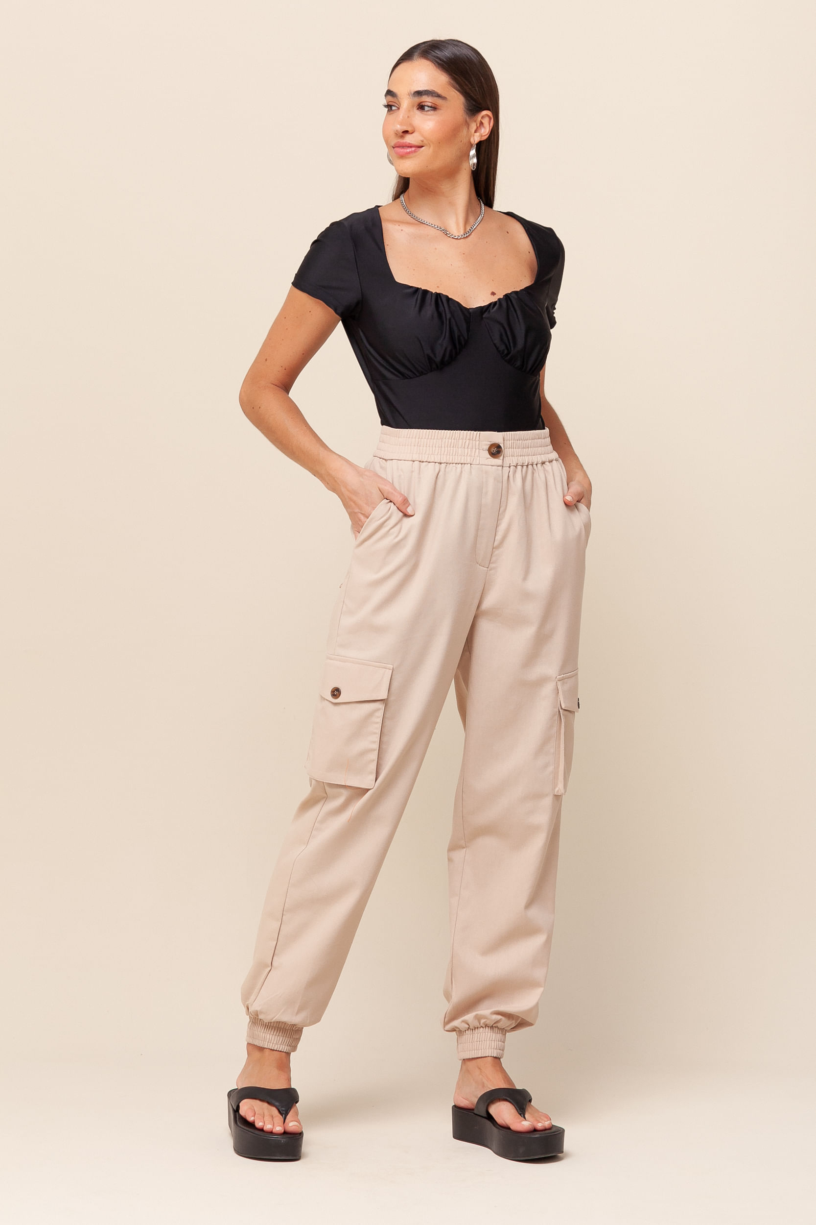 9036198 - Calça Jogging em Linho  NATURAL