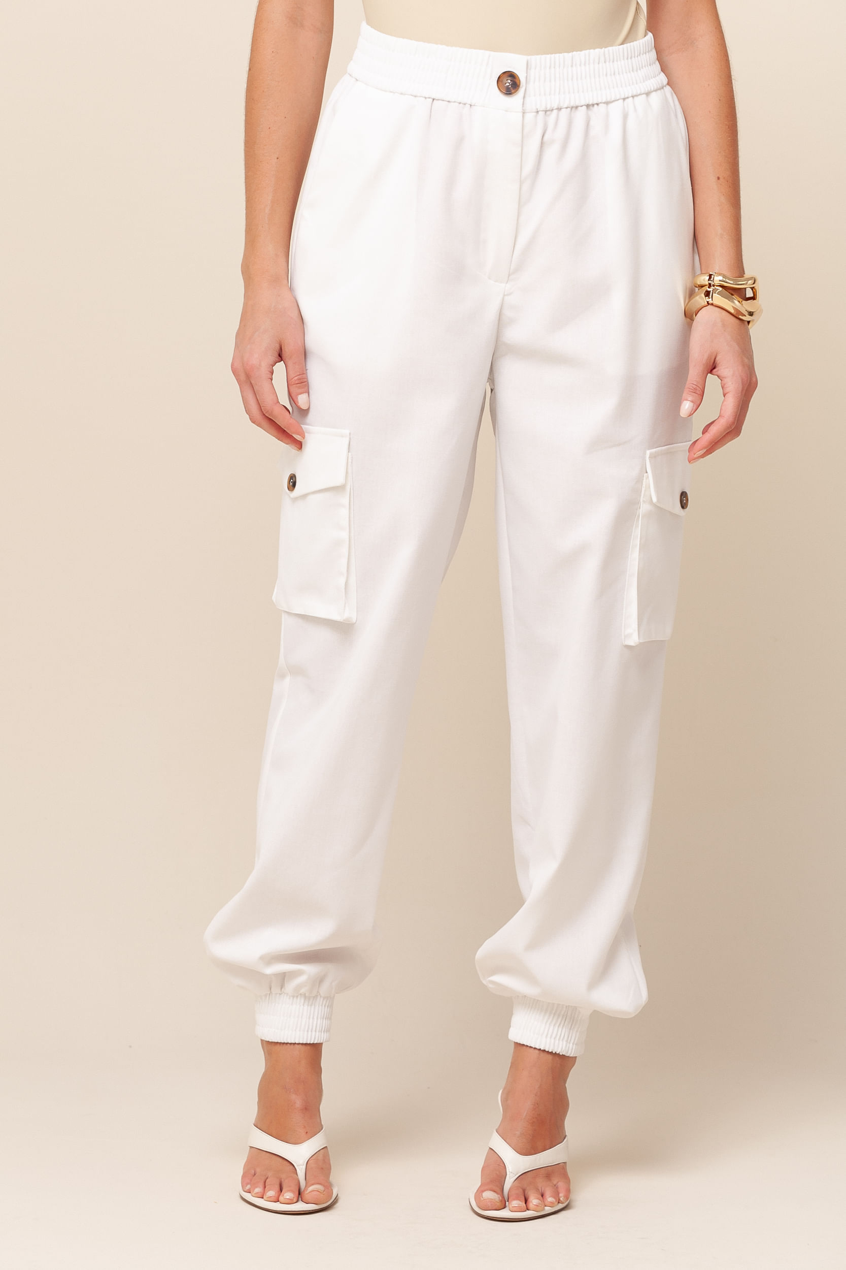 9036198 - Calça Jogging em Linho  OFF-WHITE