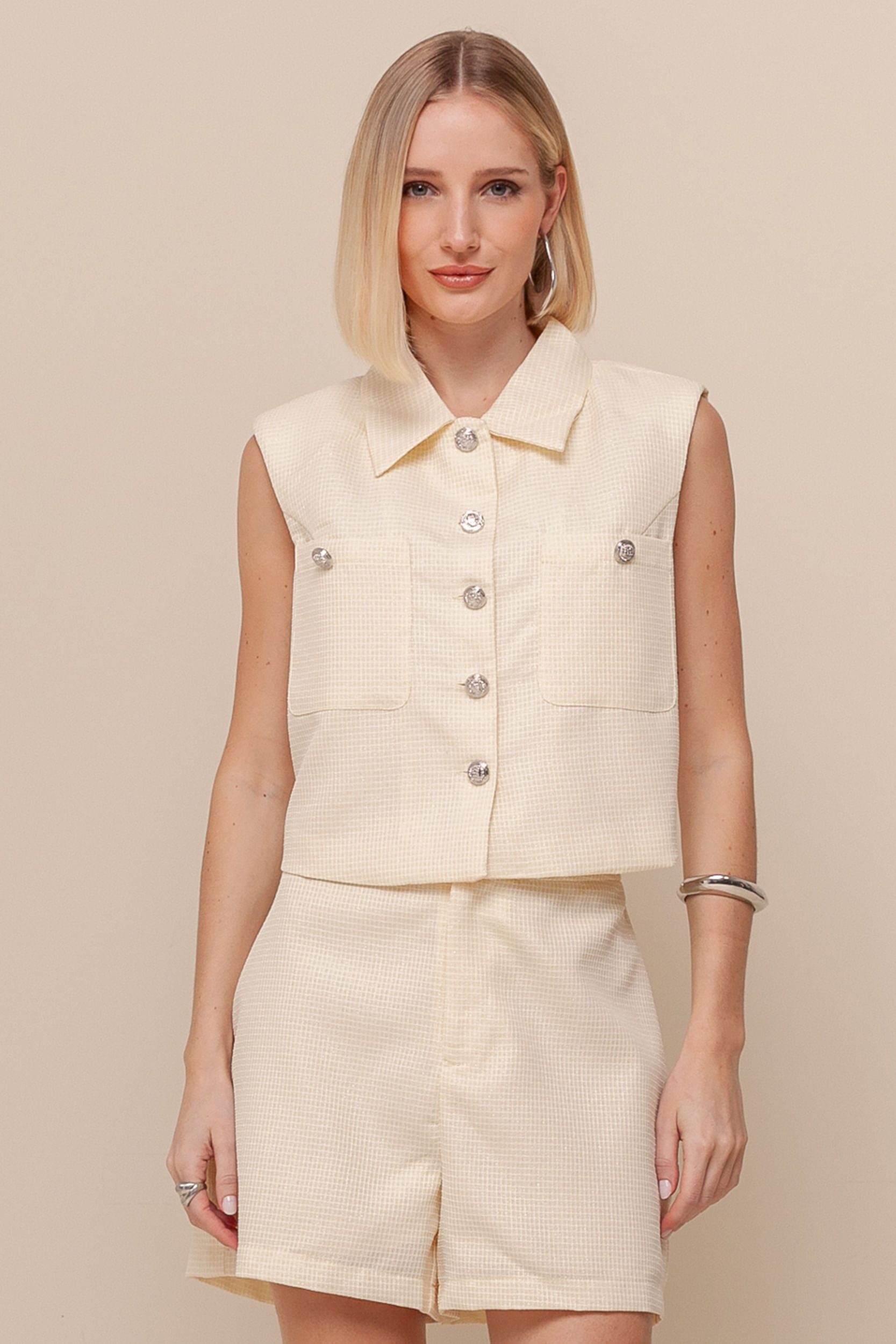 Colete Tweed com Bolsos OFF-WHITE