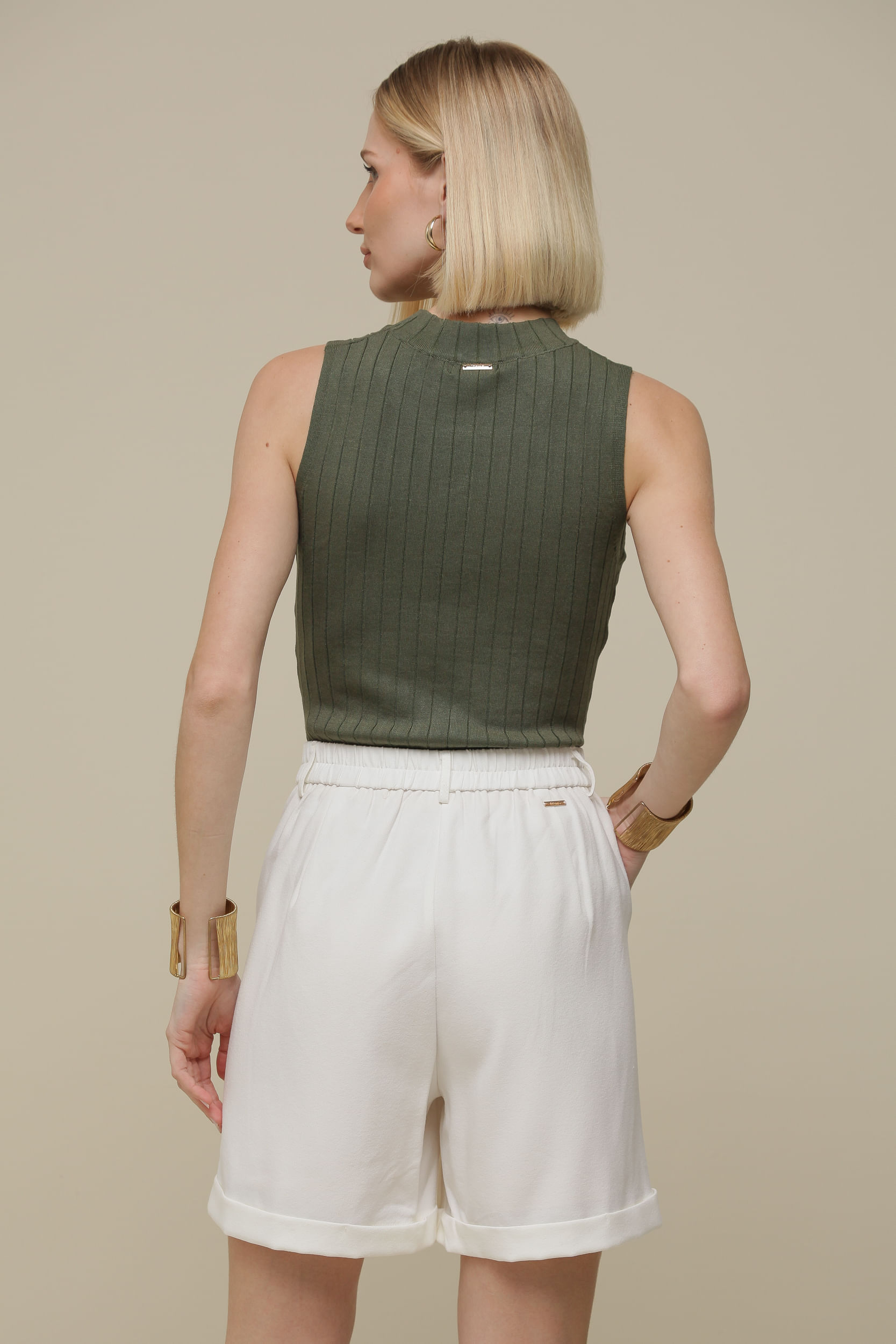 9036065 - Shorts Básico Barra Italiana  BRANCO