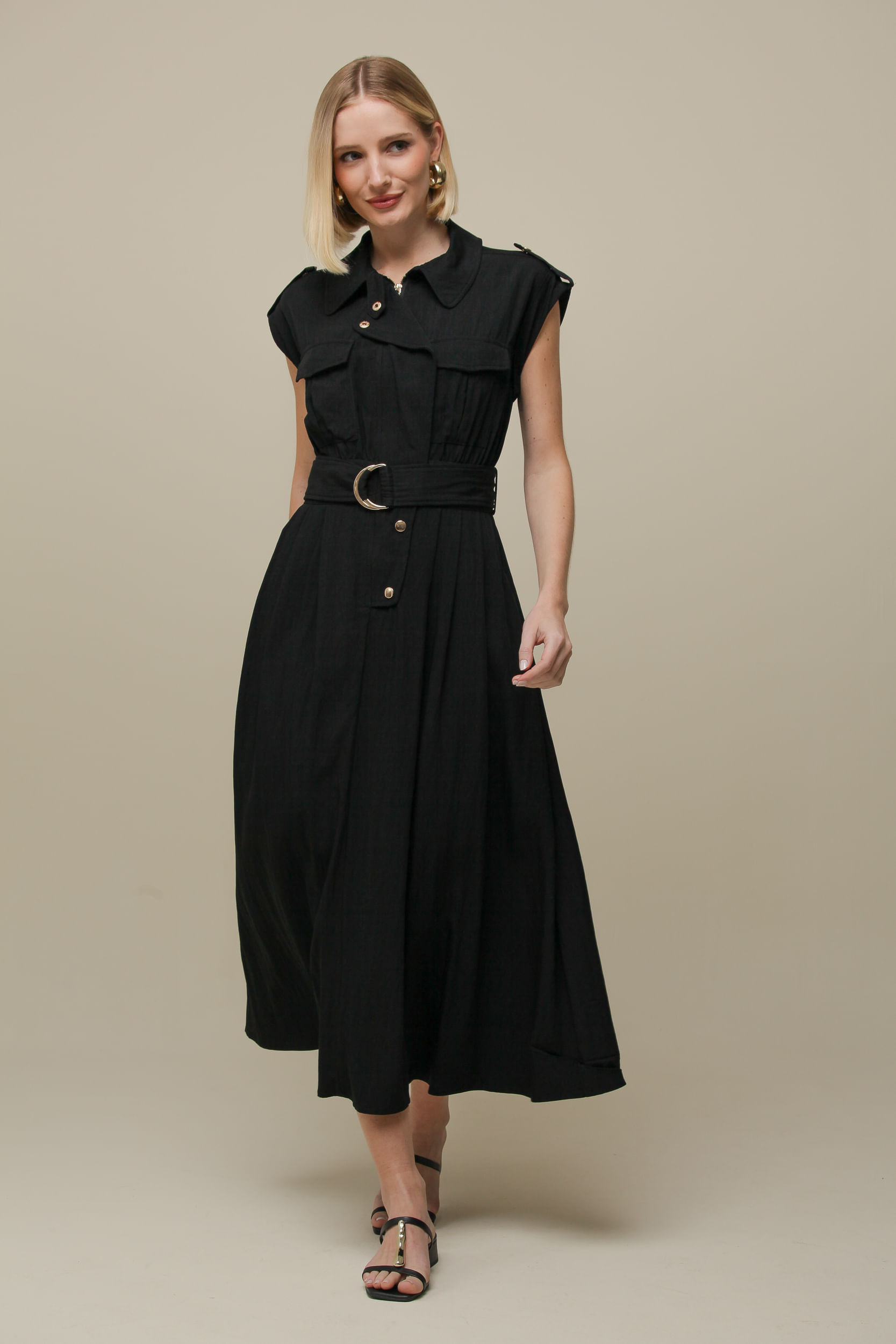 9036087 - Vestido Midi Cargo PRETO