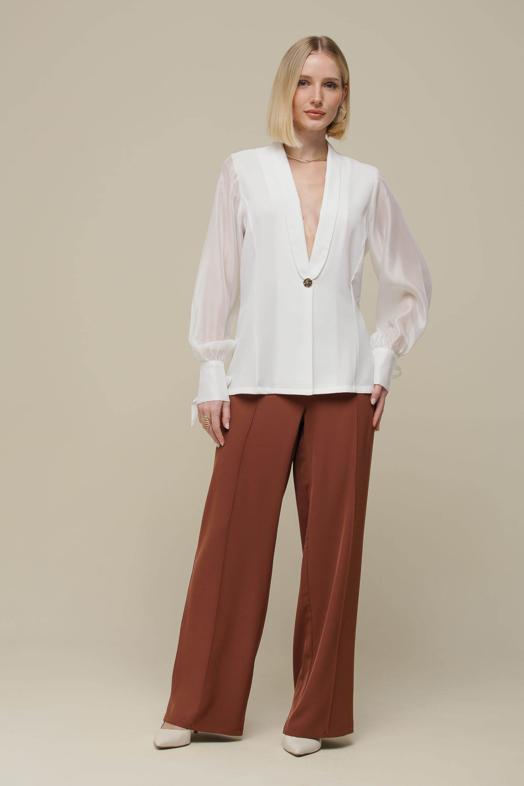 9036339 - Blazer Manga Tafetá OFF-WHITE 9036339 - Blazer Manga Tafetá OFF-WHITE