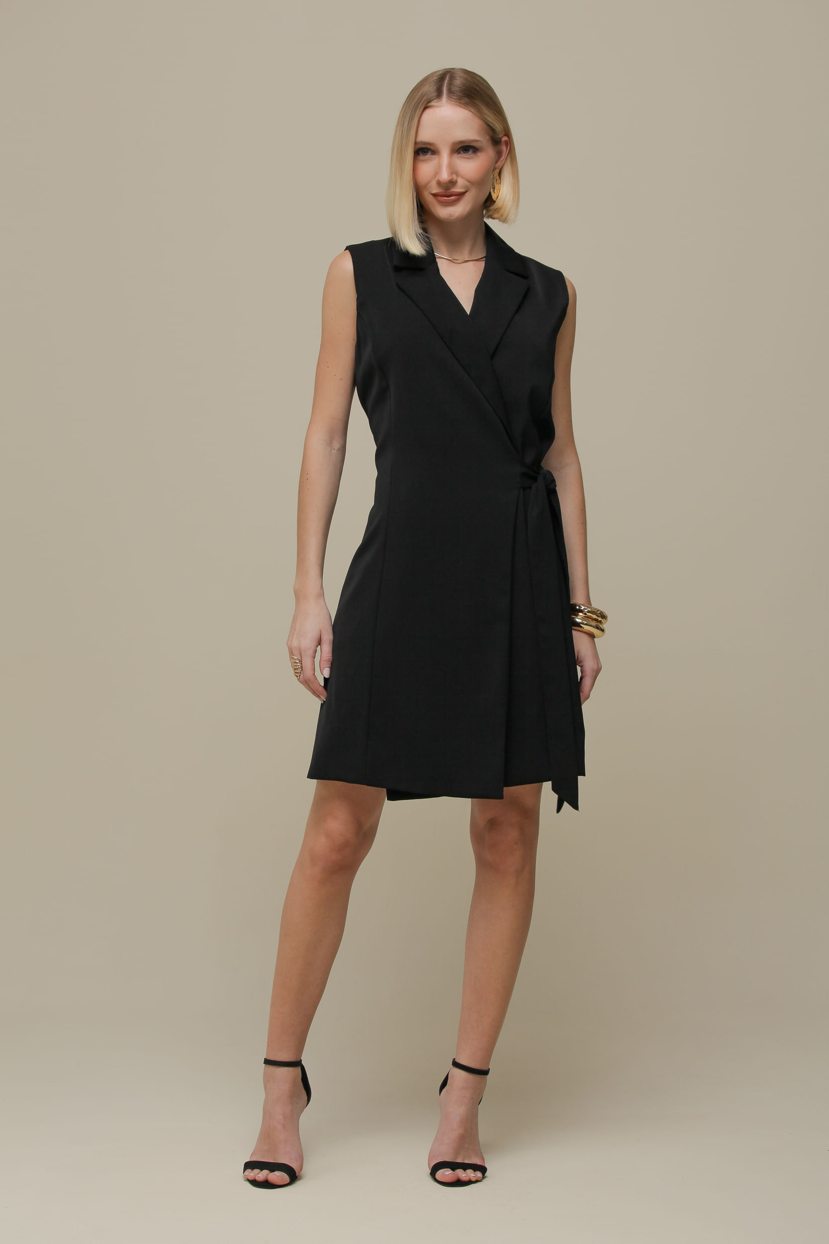 9036388 - Vestido Alfaiataria Transpassado  PRETO