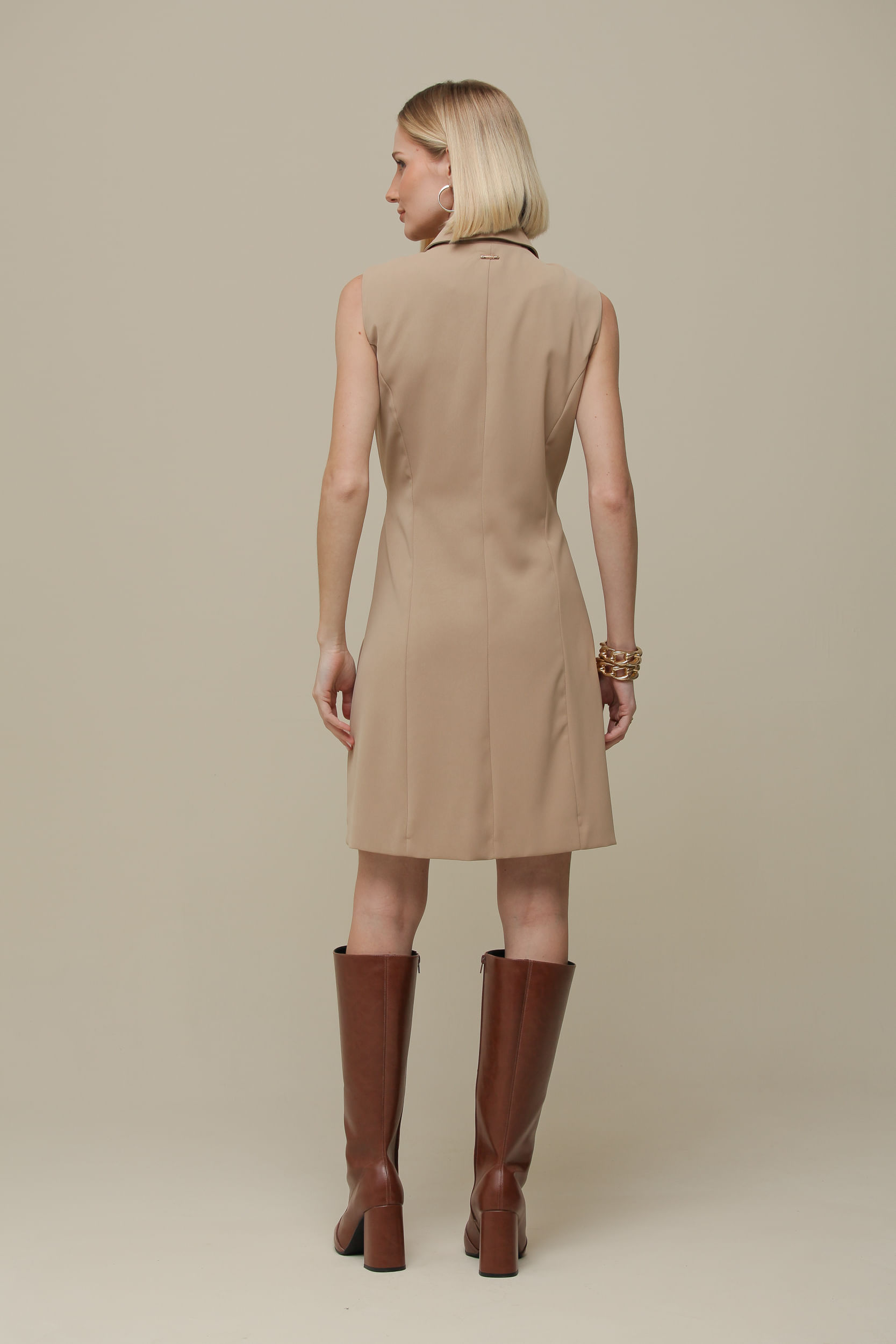 9036388 - Vestido Alfaiataria Transpassado  CAMEL