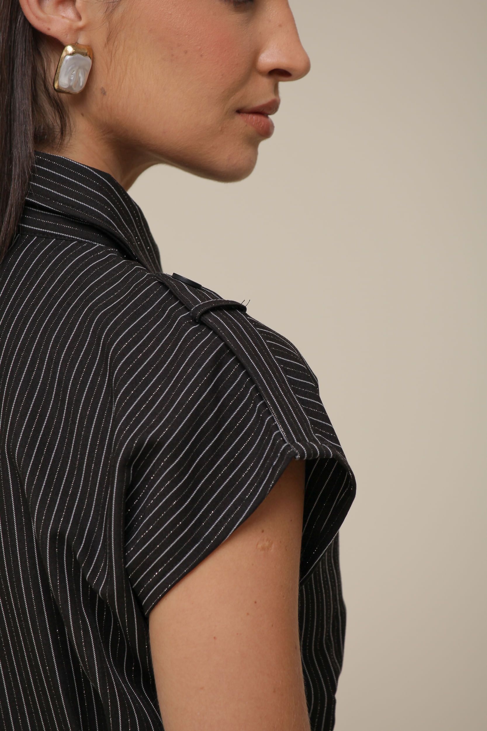 9036099 - Camisa Risca de Giz com Brilho PRETO 9036099 - Camisa Risca de Giz com Brilho PRETO