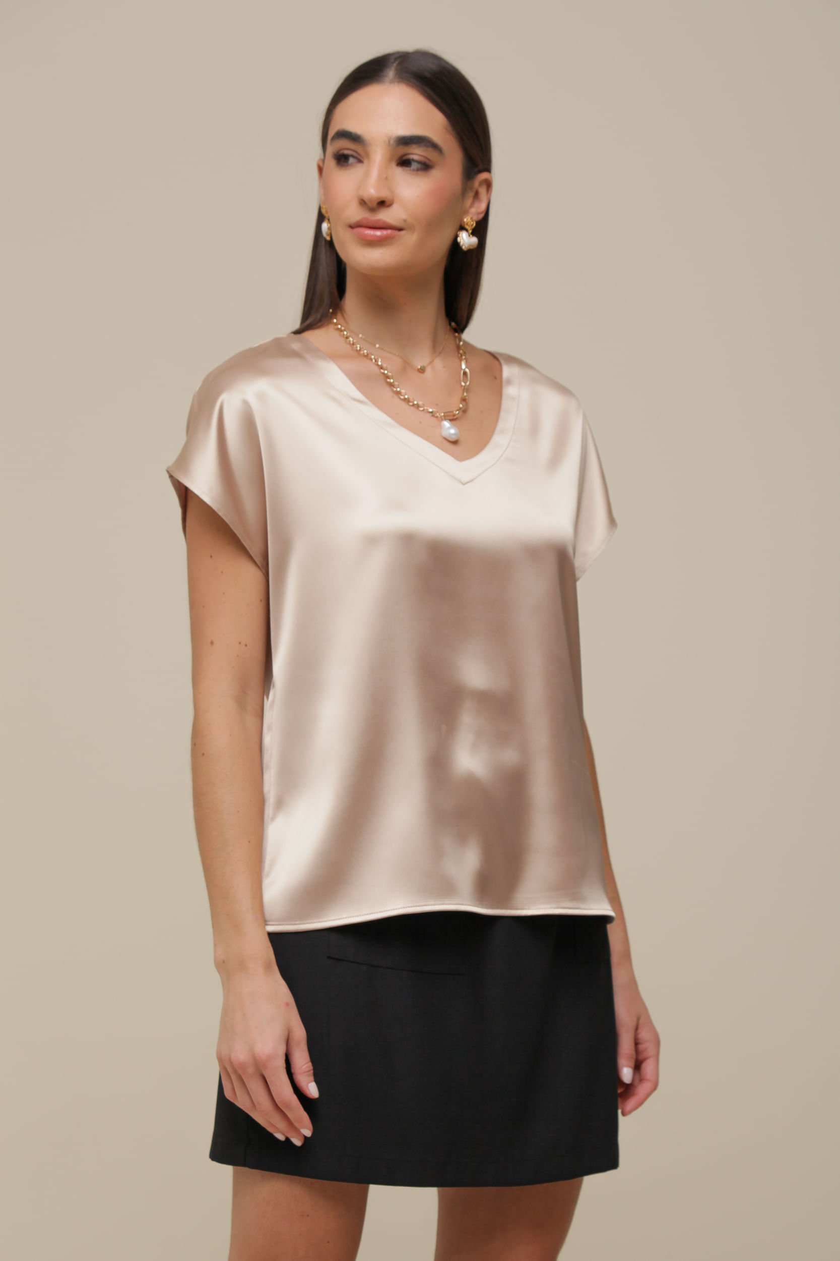 9036369 - Blusa Ampla Colar BEGE 9036369 - Blusa Ampla Colar BEGE