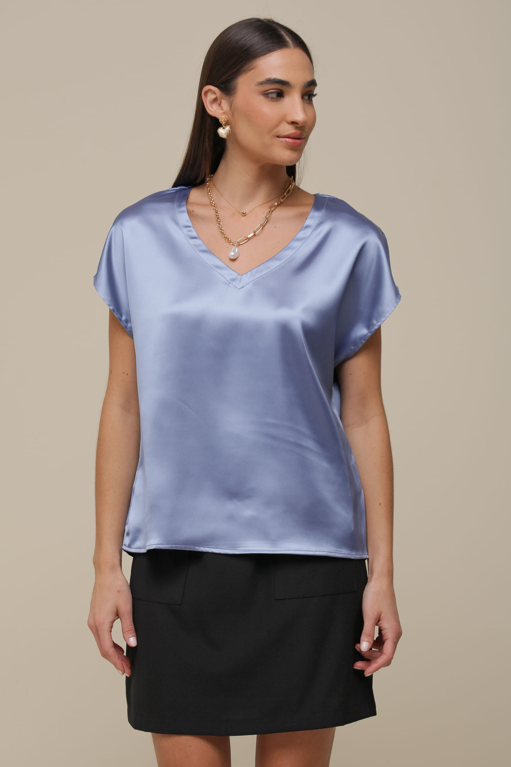9036369 - Blusa Ampla Colar AZUL 9036369 - Blusa Ampla Colar AZUL