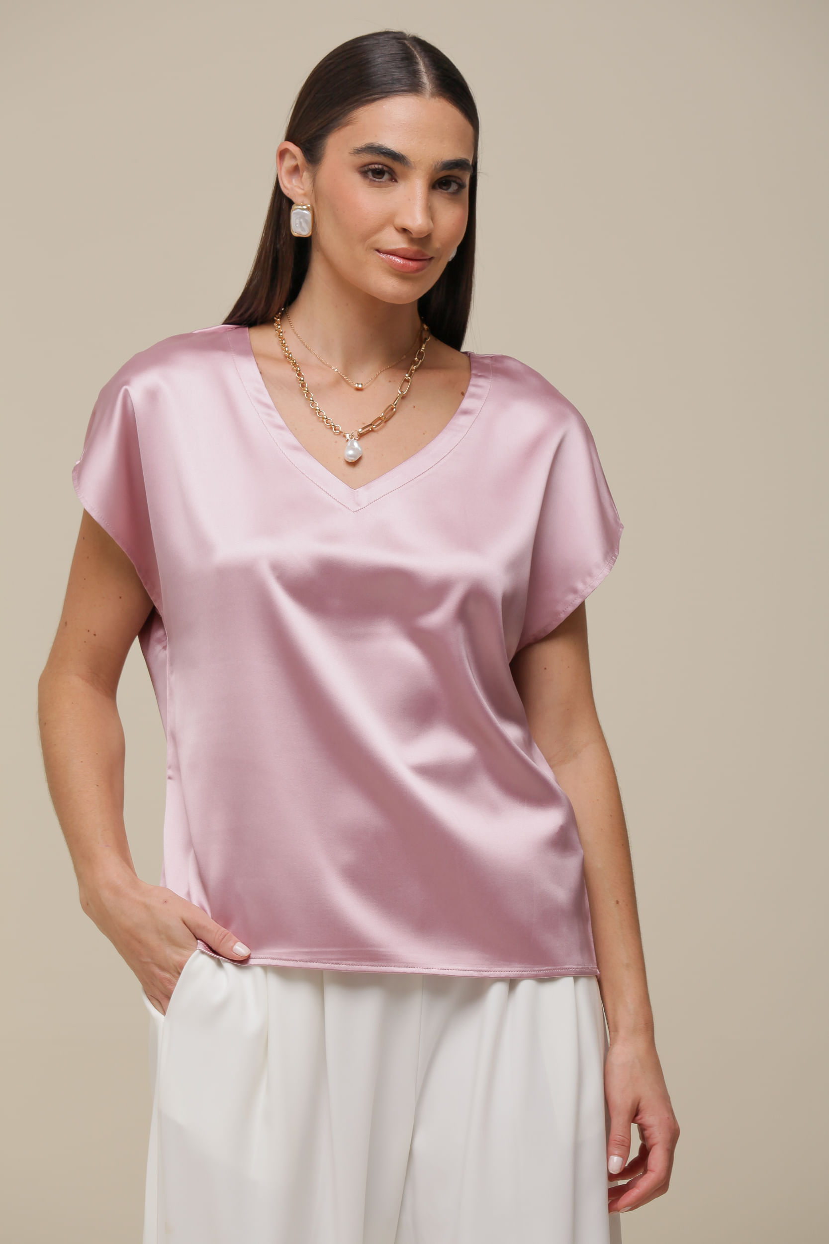 9036369 - Blusa Ampla Colar ROSÊ 9036369 - Blusa Ampla Colar ROSÊ