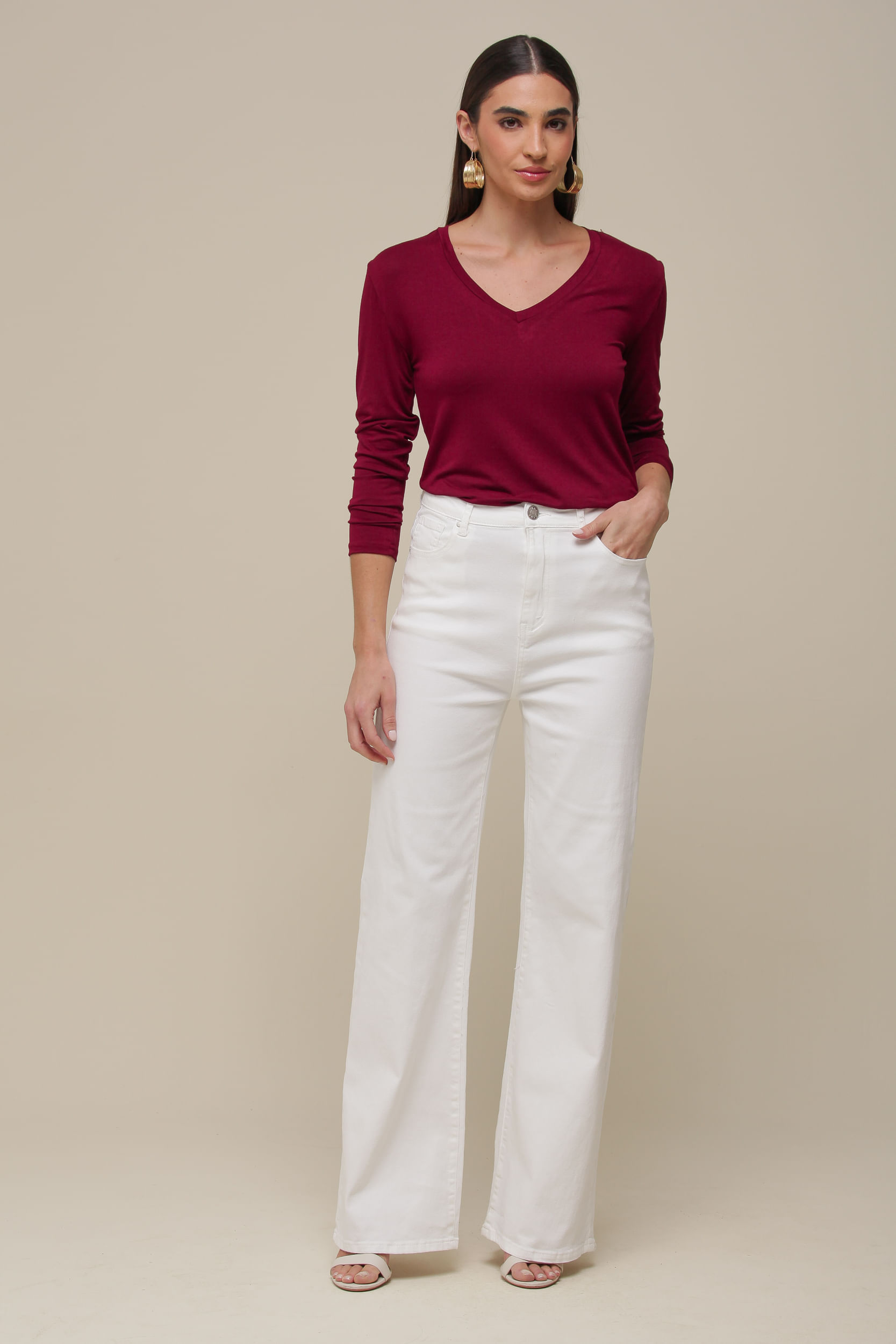 9036265 - Calça Sarja Flare Básico OFF-WHITE