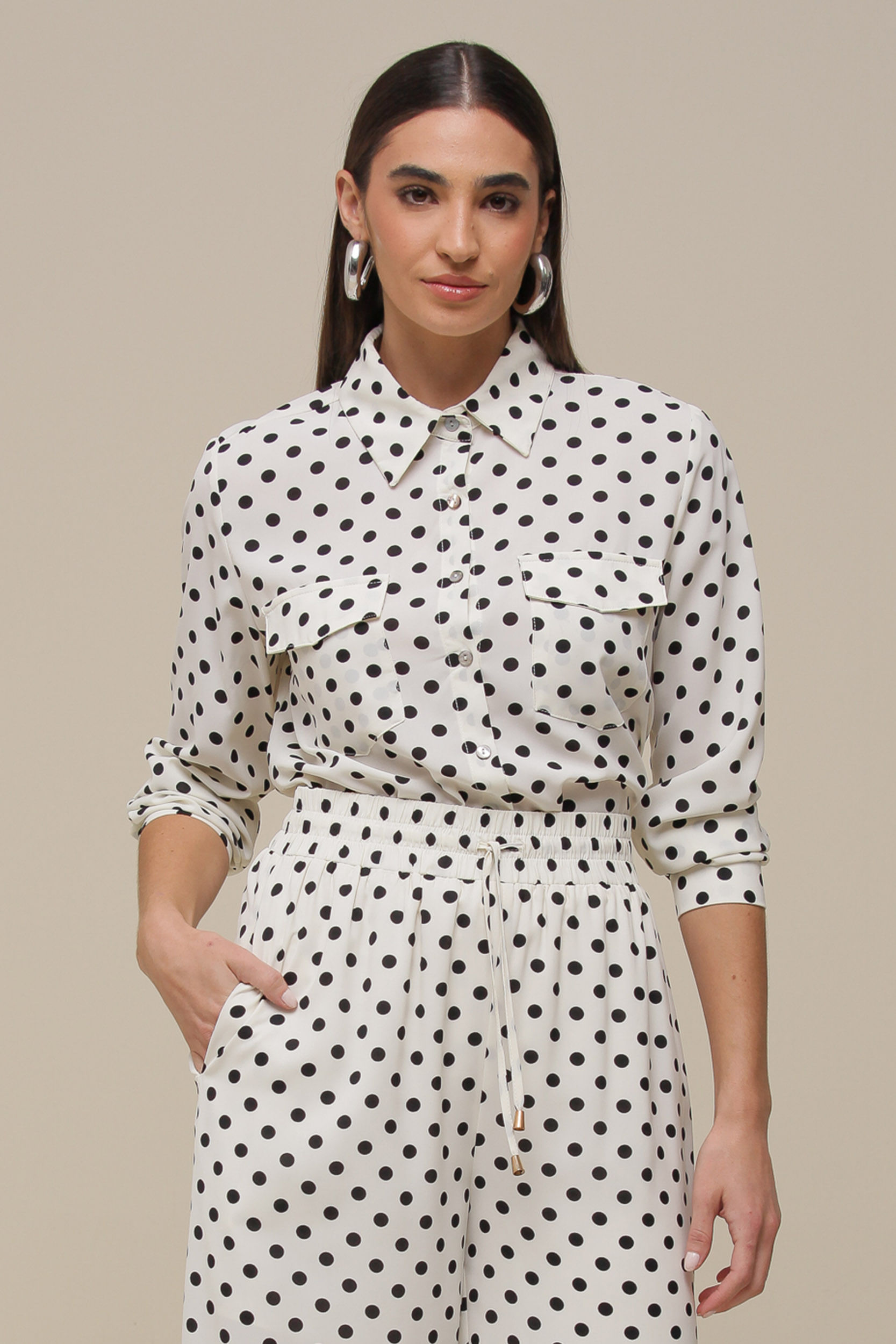 9036391 - Camisa Manga Longa Poá OFF-WHITE