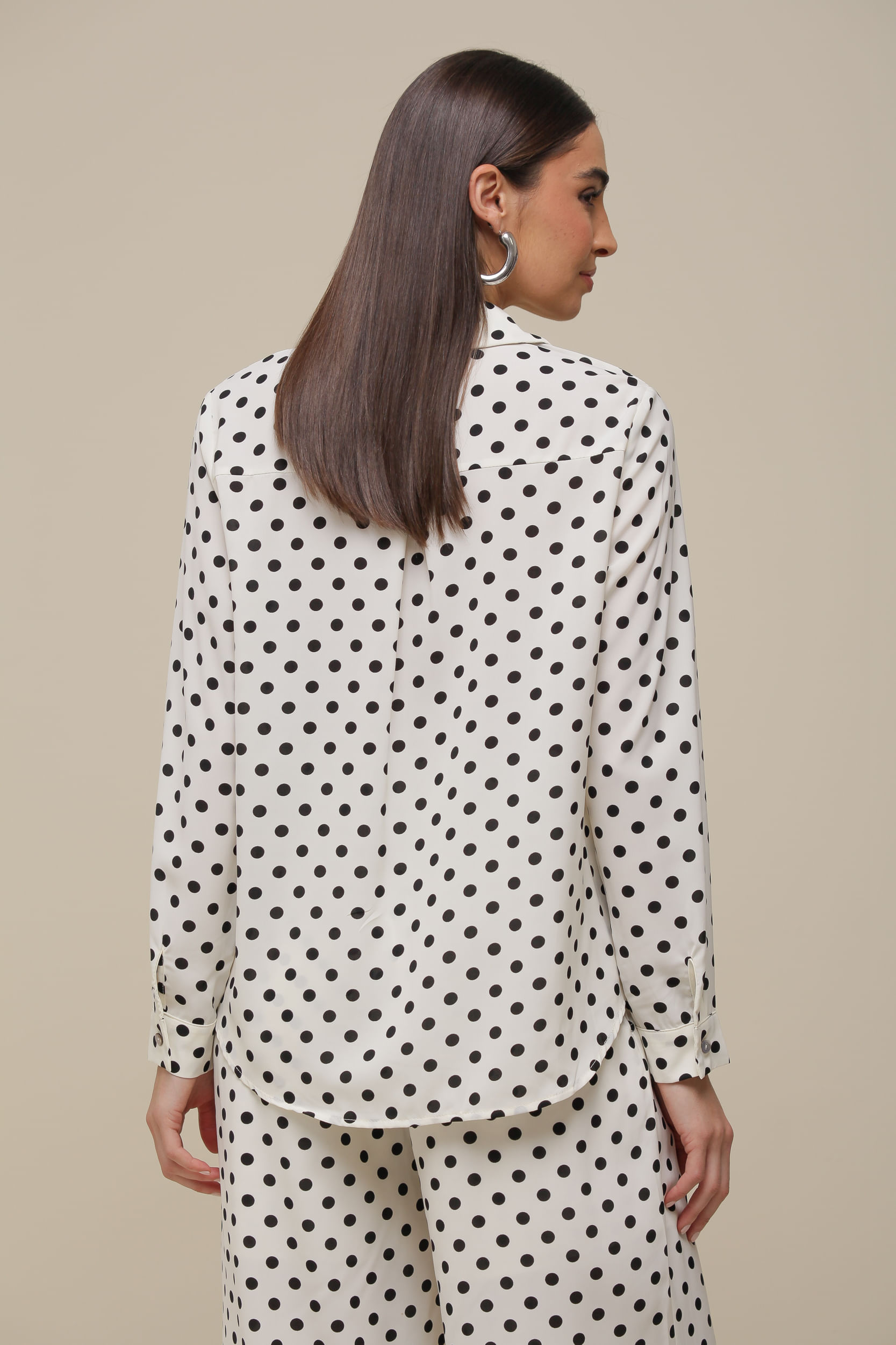 9036391 - Camisa Manga Longa Poá OFF-WHITE 9036391 - Camisa Manga Longa Poá OFF-WHITE