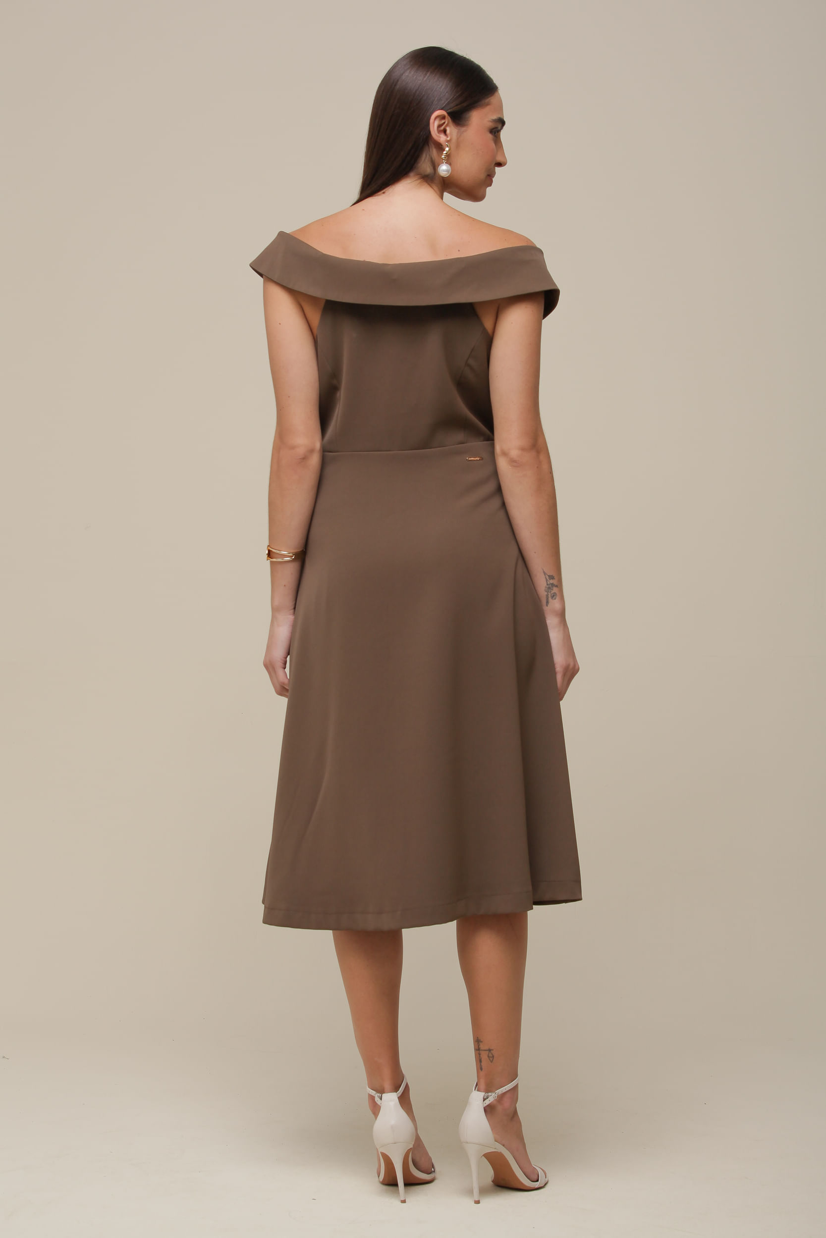 9036341 - Vestido Midi Alfaiataria MARROM
