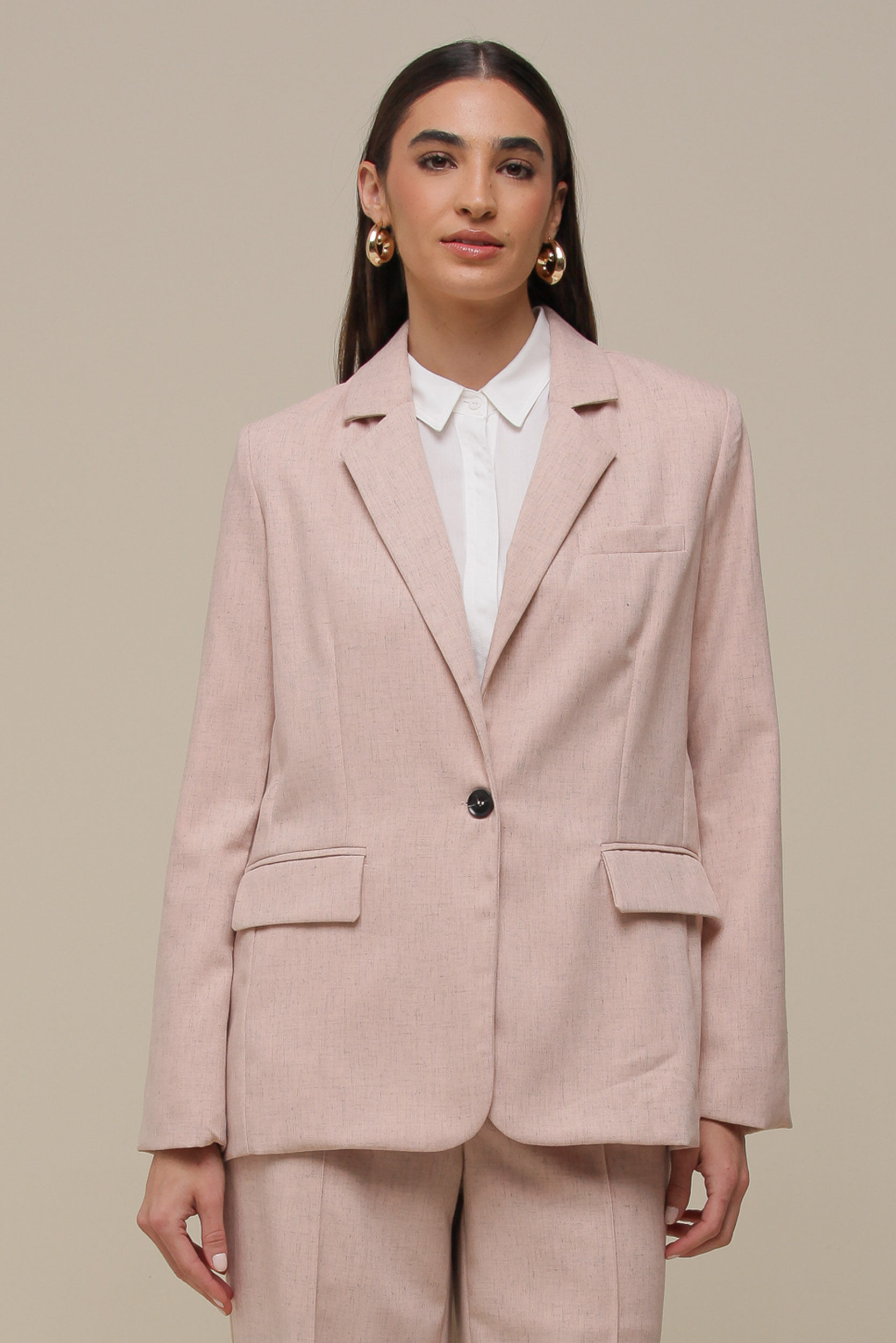 9036291 - Blazer de Linho com Lapela ROSÊ