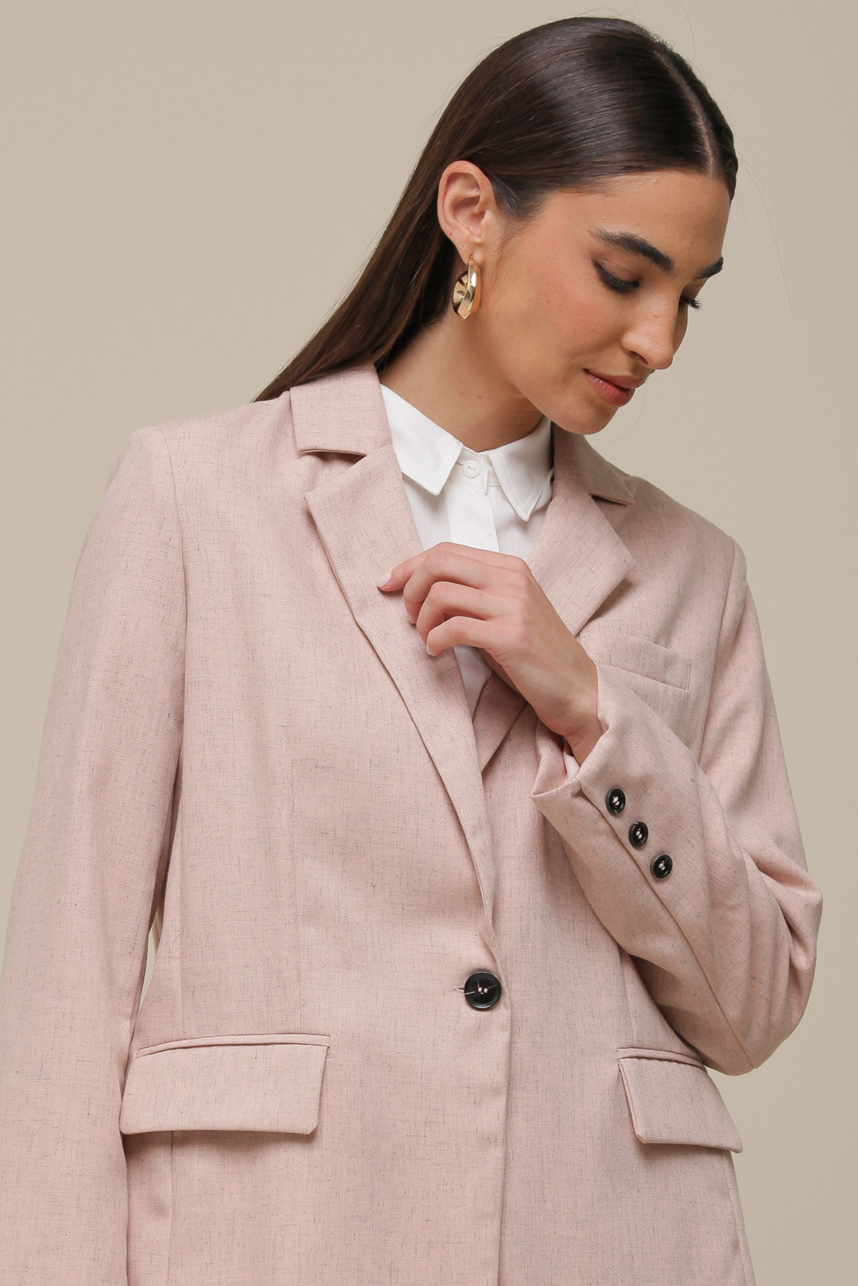 9036291 - Blazer de Linho com Lapela ROSÊ