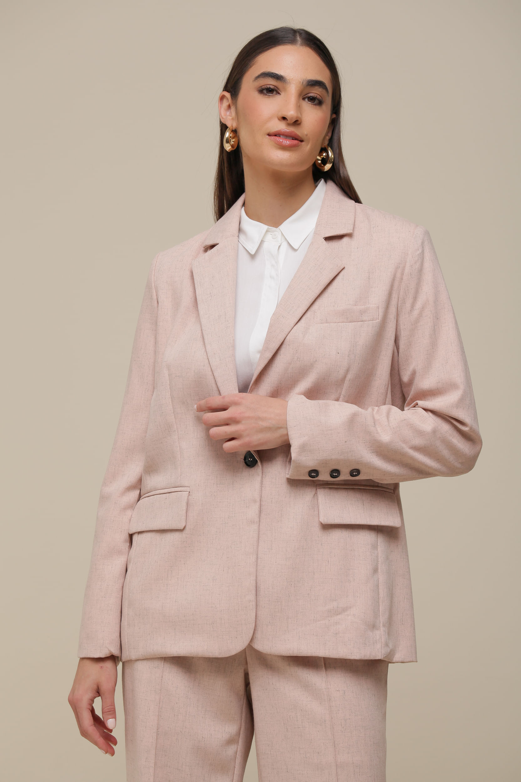 9036291 - Blazer de Linho com Lapela ROSÊ