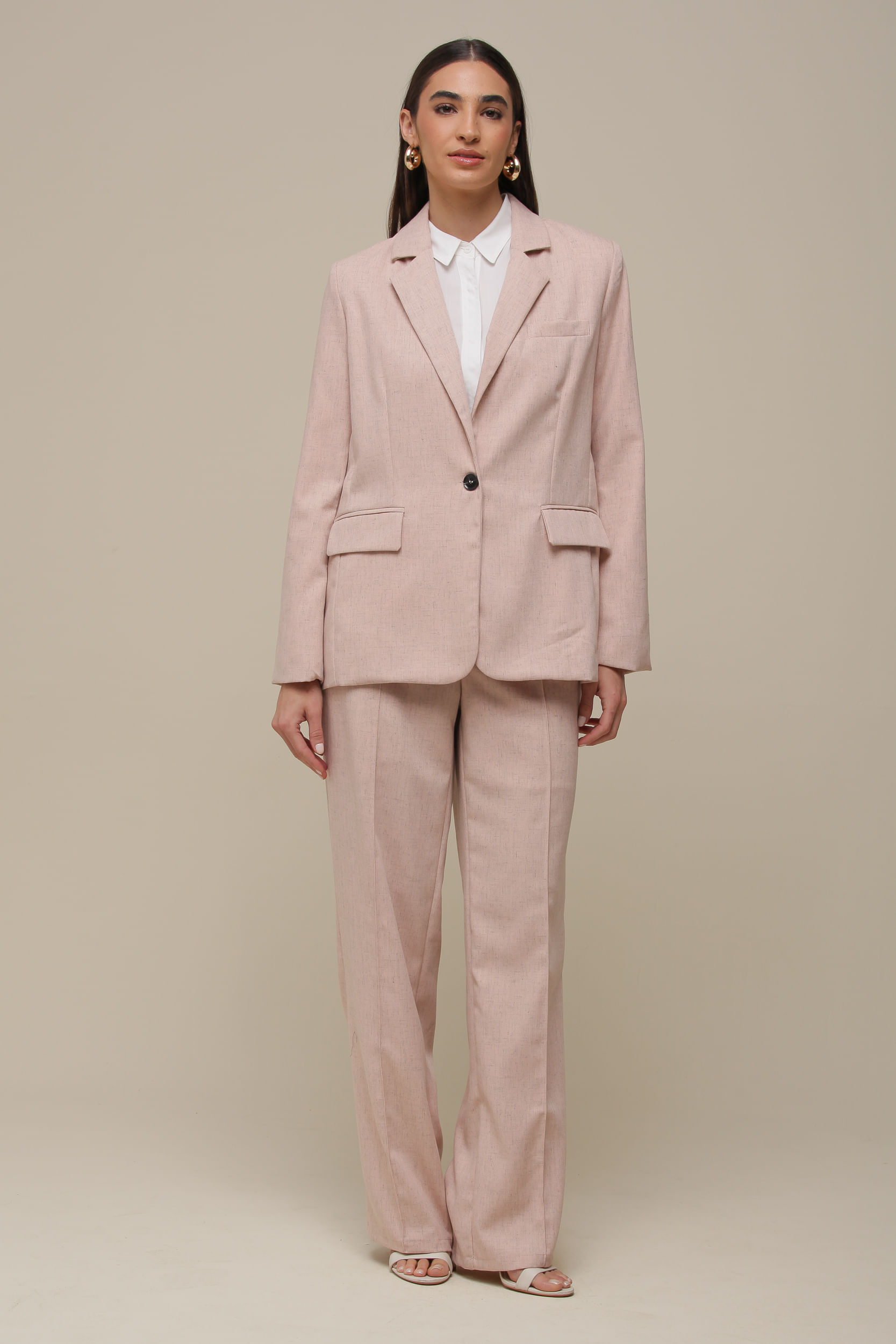 9036291 - Blazer de Linho com Lapela ROSÊ