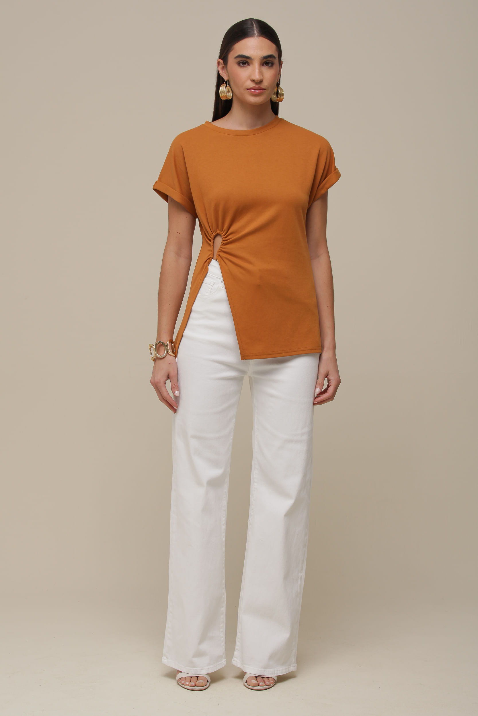 9036103 - Blusa Assimétrica Detalhe Fivela CARAMELO 9036103 - Blusa Assimétrica Detalhe Fivela CARAMELO