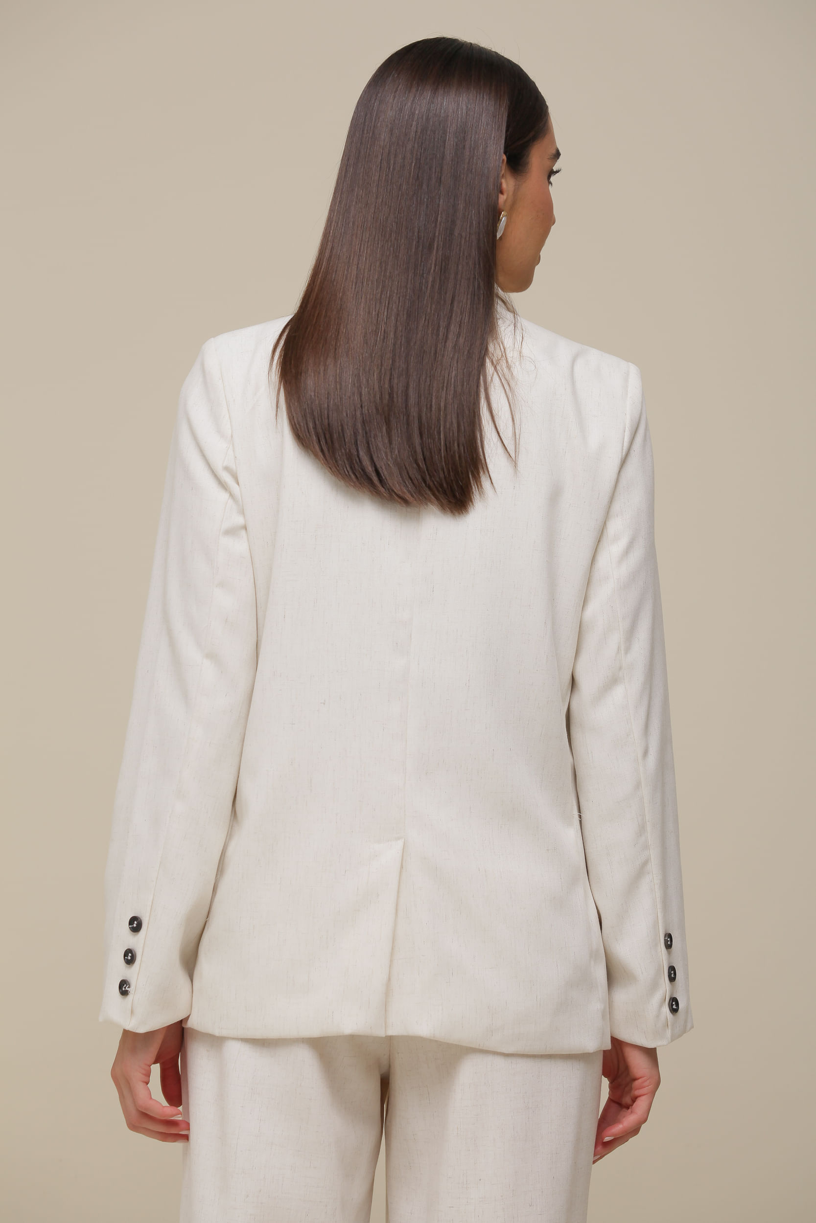 9036291 - Blazer de Linho com Lapela OFF-WHITE
